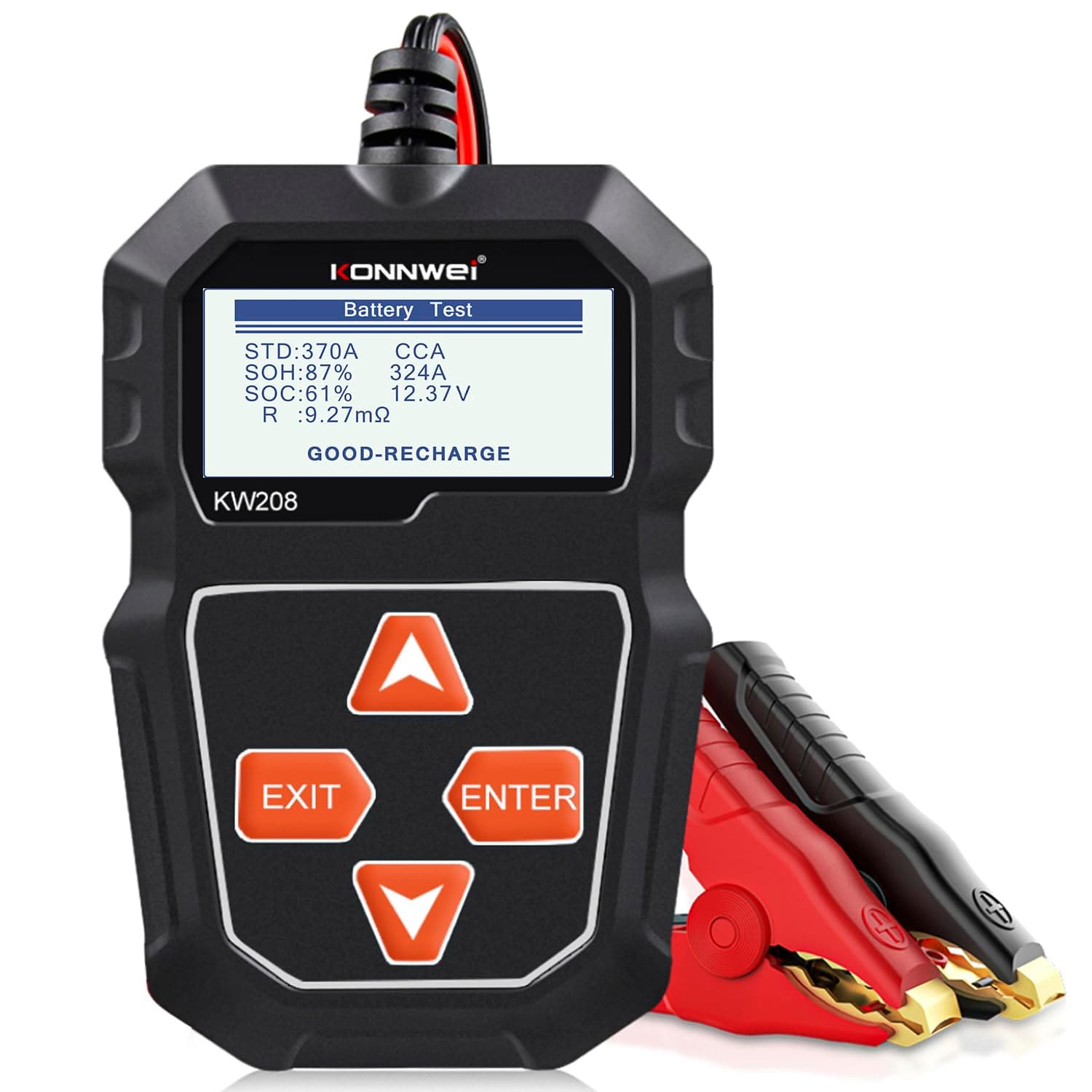 KW208 12V Car Battery Tester, Battery Load Tester Automotive 12V Alternator Starter Tester Digital Auto Battery Analyzer Charging Cranking System Tester for Car Truck Marine Motorcycle Boat