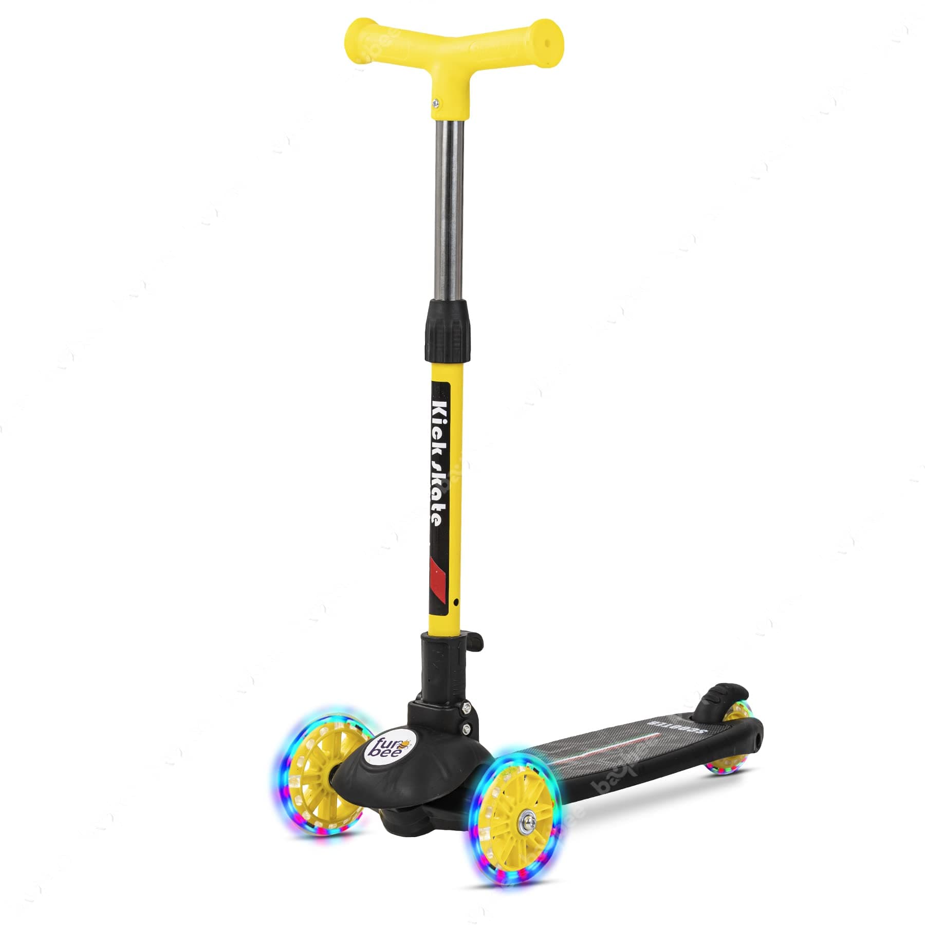 Funbee Phoenix Skate Scooter for Kids, 3 Wheel Kids Scooter with Foldable &3 Height Adjustable Handle, 3 Flashing LED Kick Skating Scooter for Kids 3 to 6 Years Boys Girls (Green) (Black)