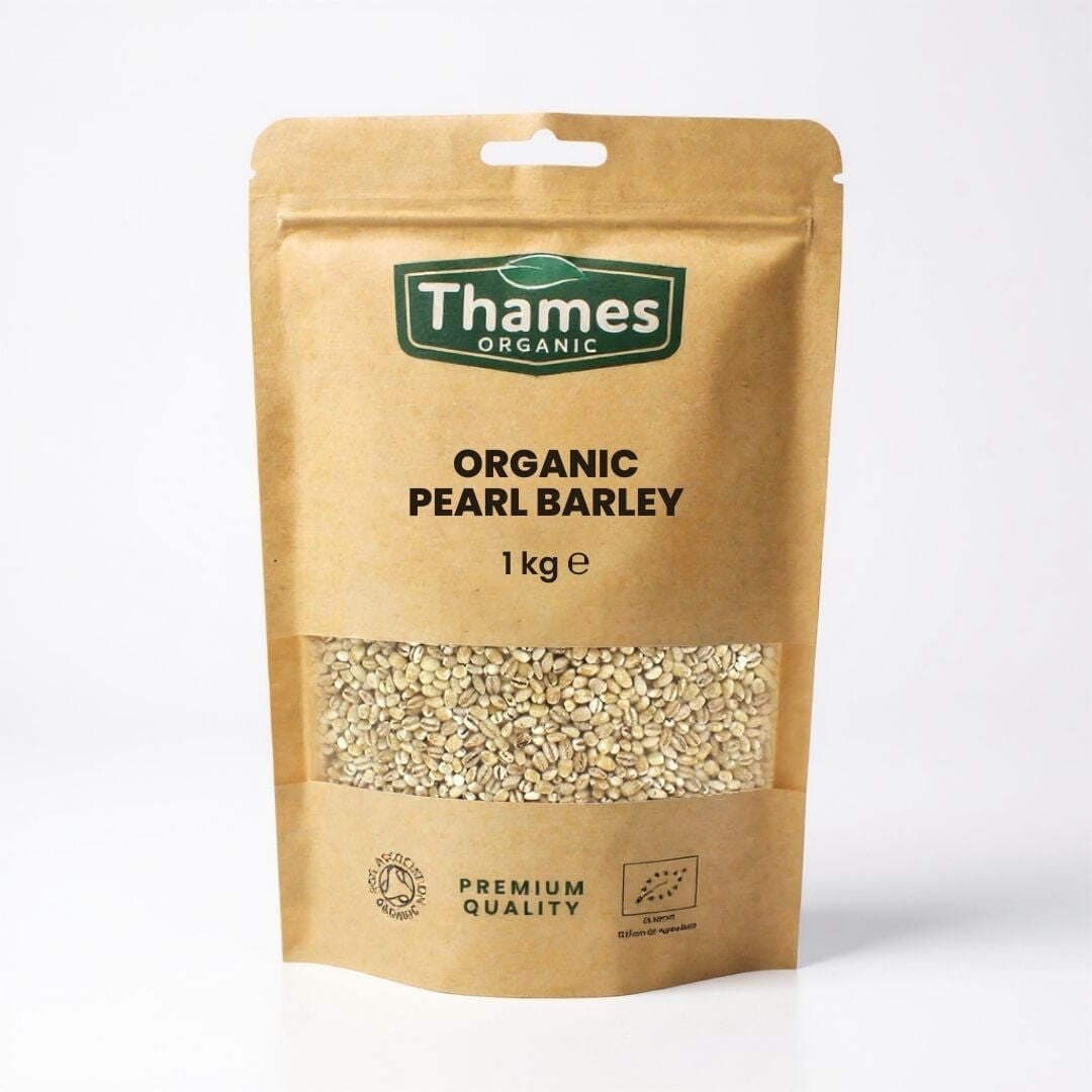 Organic Pearl Barley Grain | Certified Organic, Vegan & Non-GMO | High in Fibre & Protein | No Additives or Preservatives | Thames Organic 1kg