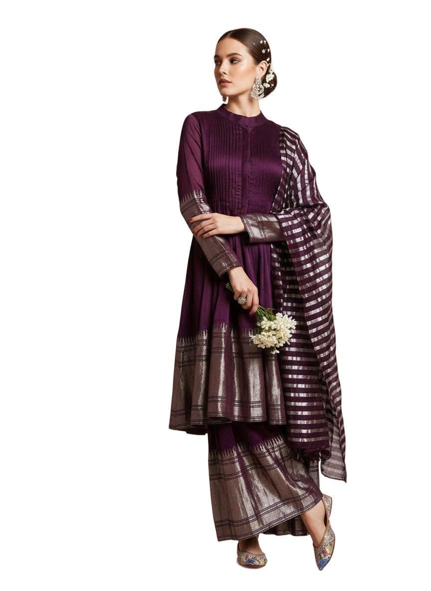 Indian Kurti for Womens With Palazzo Dupatta| Art Silk Woven Sarara Style Kurta Kurtis Tunic For Women