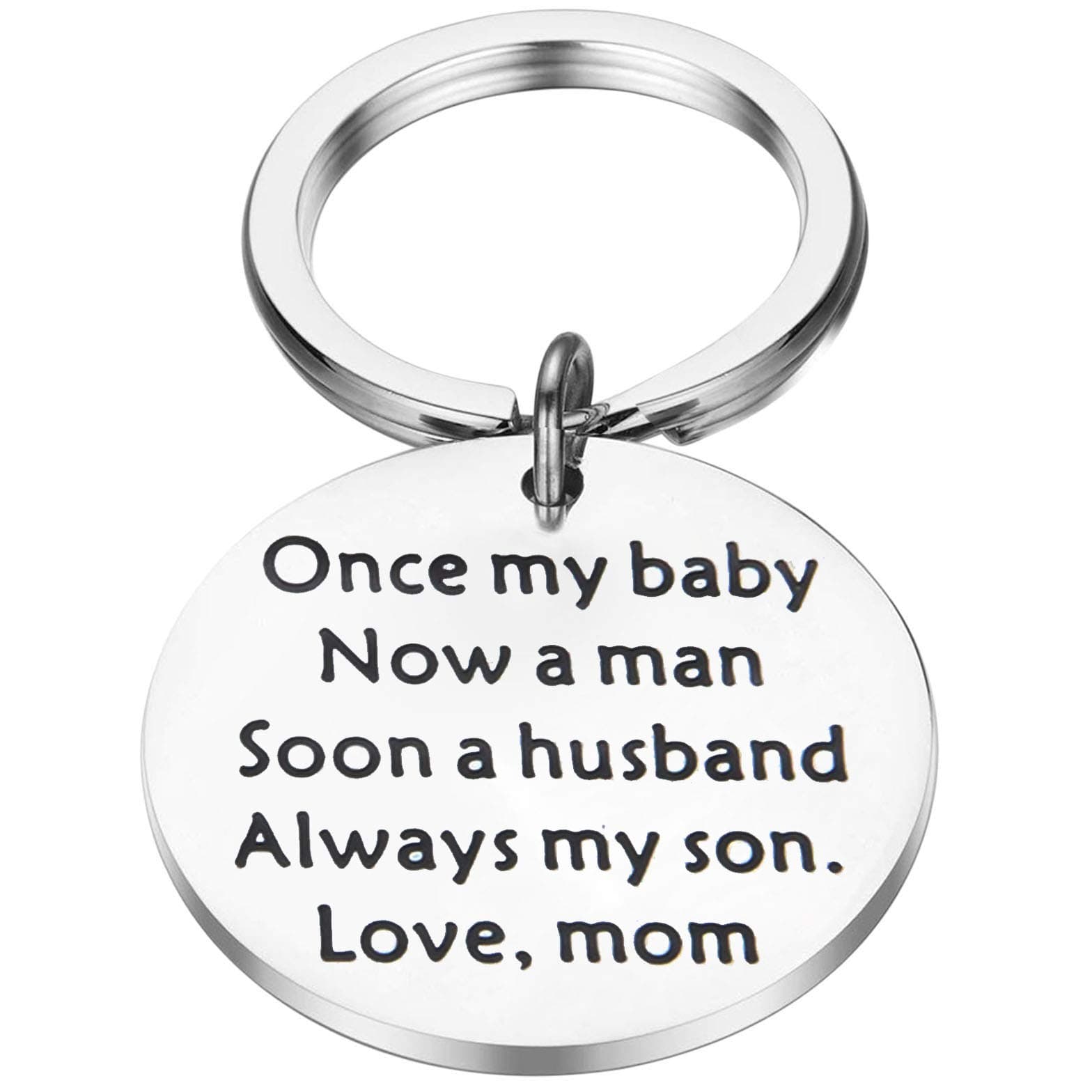 FEELMEMMom to Son Keychain Once My Baby Now A Husband Always My Son Keychain Groom Gift Wedding Gift for Son from Mom