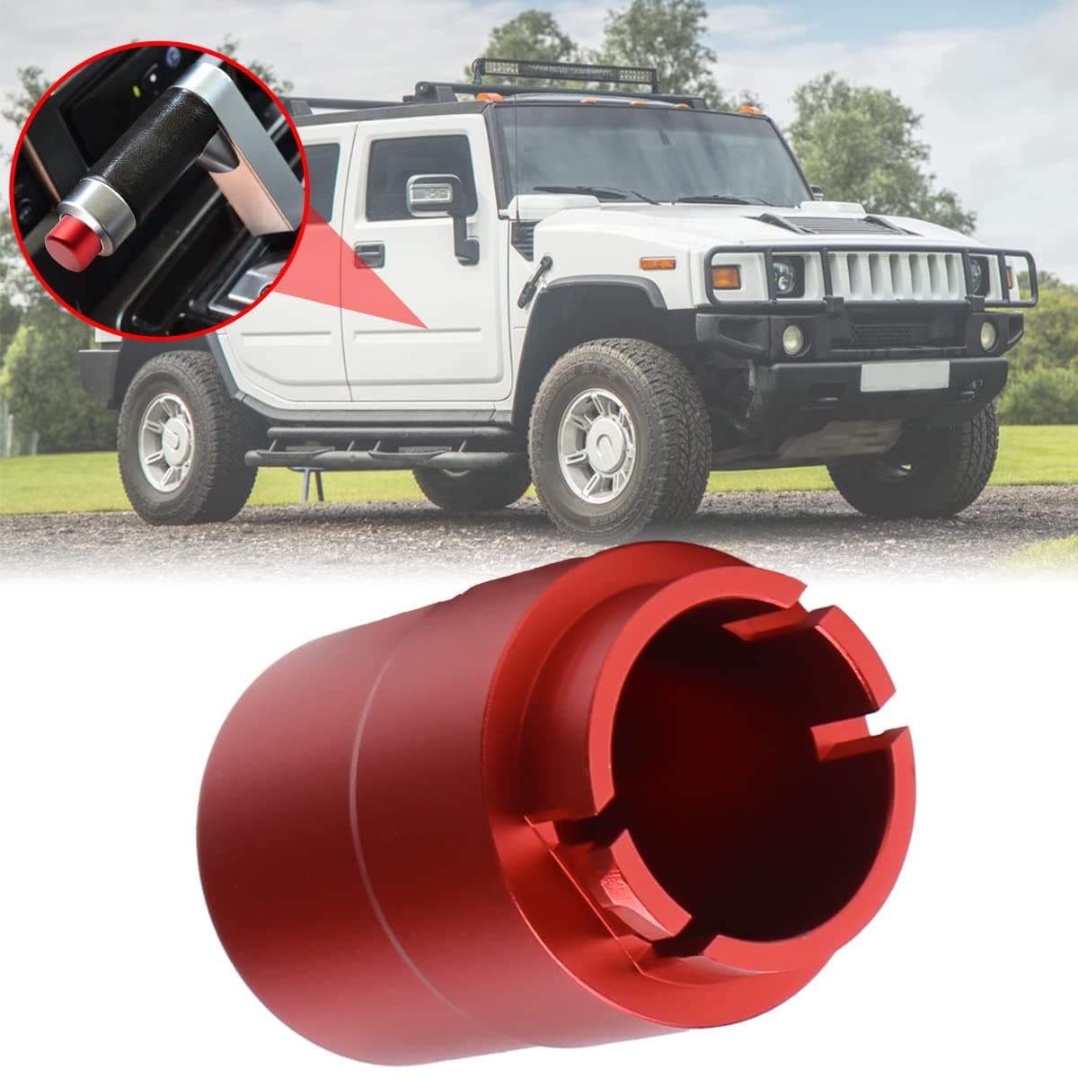 Transmission Shifter Button Knob, Gear Shift Handle Button for Hummer H2 & H2 SUT 2003 to 2009, CNC Aluminum Alloy Anti-Rust Durable for Hummer Accessories, Not ABS (Red)