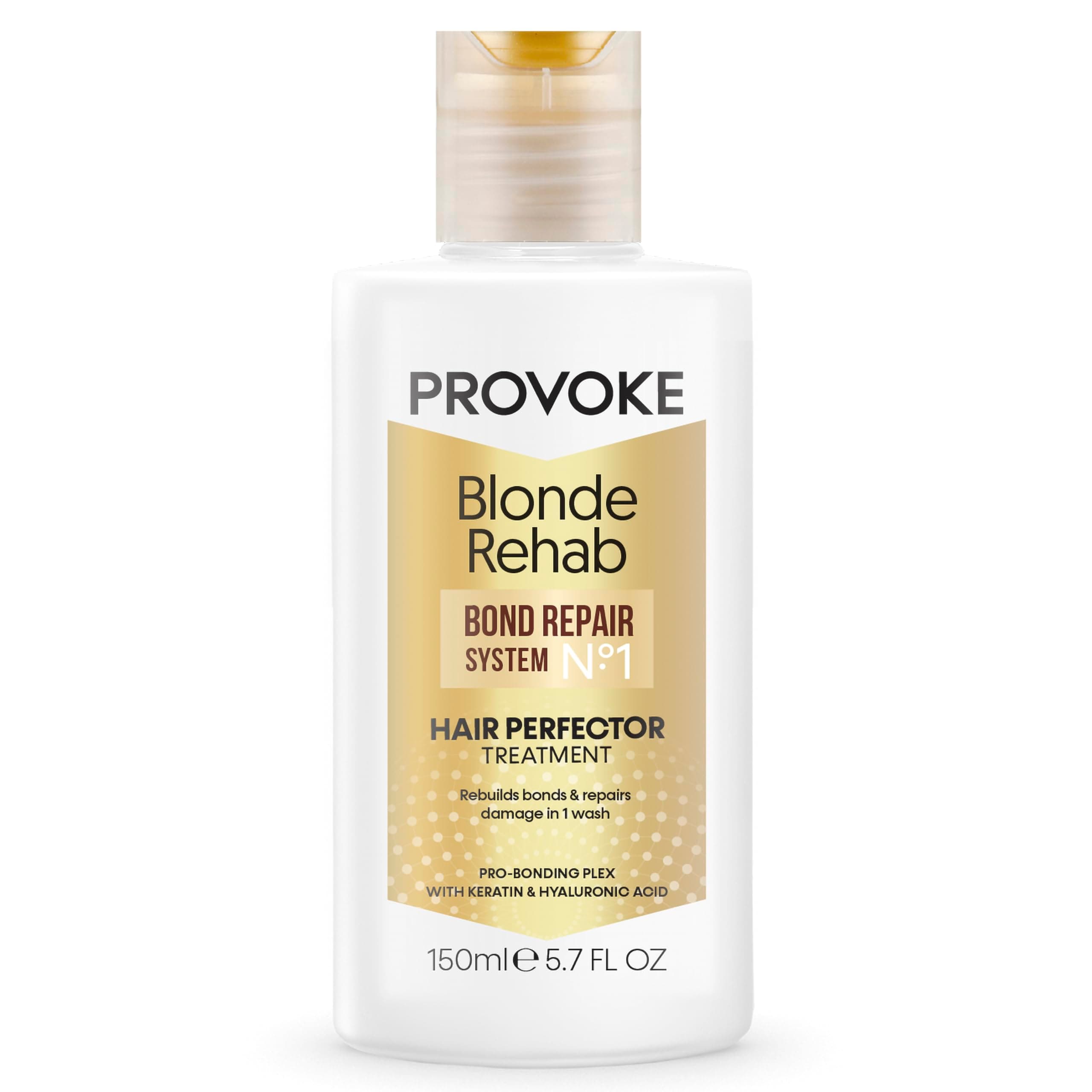 Blonde Rehab N0'1 Hair Perfector Repair Treatment 150ml, Rebuilds Bonds and Repairs Damage in 1 Wash with a Pro Bonding Complex, Keratin and Hyaluronic Acid, for Blonde c hair, off white