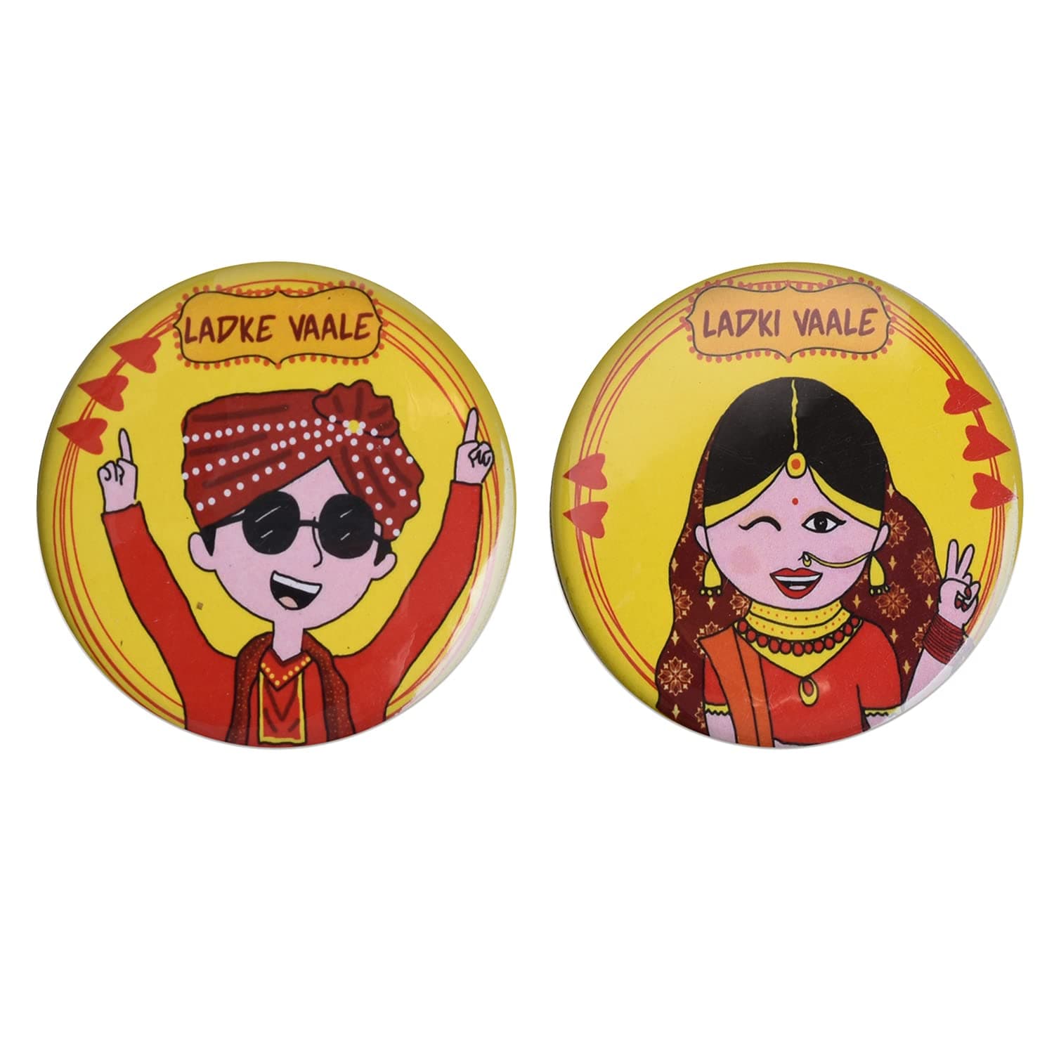 Papboo Ladke wale Ladki Wale combo, Team Groom and Team Bride Wedding Badges Glossy Finished for Groom and Bride (Pack of 30, 63 mm)…