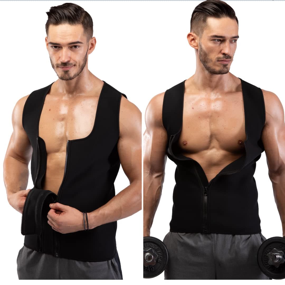 Sauna Suit for Men - Mens Waist Trainer Sweat Suit Vest with Double Zipper S - 4XL