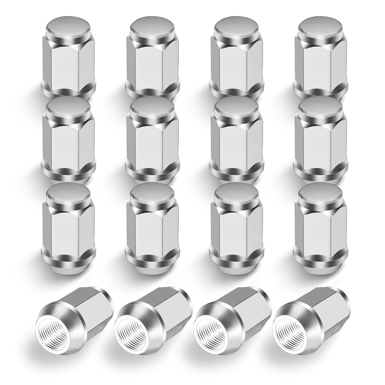 Golf Cart Chrome Wheel Lug Nuts for Club Car & EZGO, 1/2"-20 Size, OEM# 14723-G1, 1010984, 14723-G1, 16 Pack Silver
