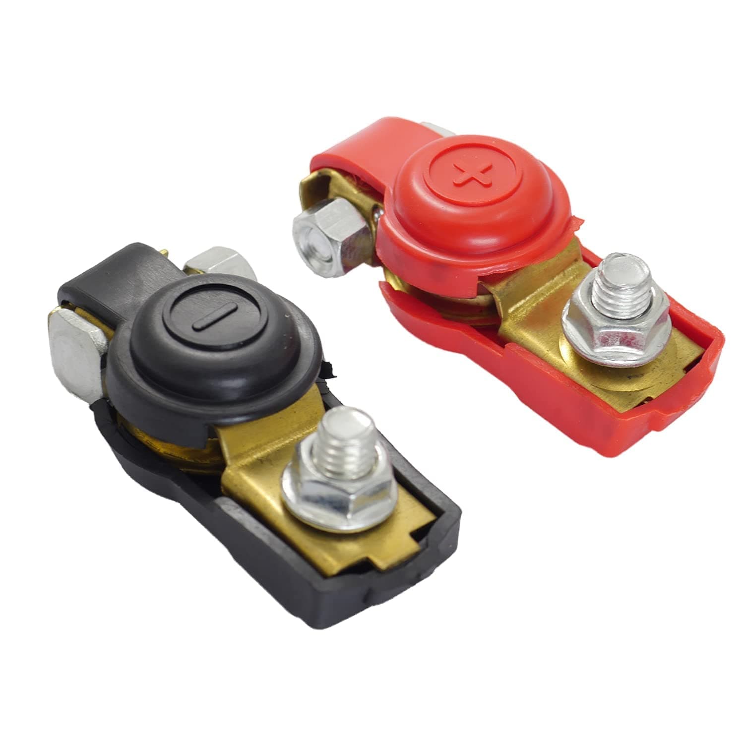 Casoter 1 Pair Car Battery Terminal Connectors with positive & negative battery clamp 12V/ 24V/ 48V for Boat Truck Car Van Caravan Battery