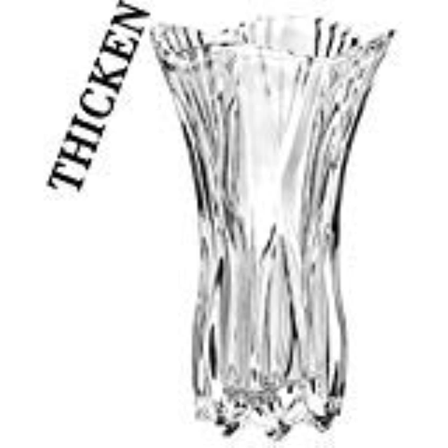 YISHENGRONG Flower Vase Large Size Phoenix Tail Shape Thickened Crystal Glass for Home Decor, Wedding or Gift - 9.5" High x4.5 Wide,with Color Box