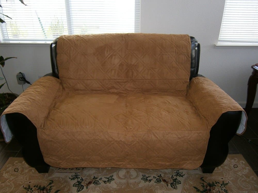 Quilted Camel Bonded or Classic Micro Suede Pets Loveseat Sofa Slipcovers Throw Pad Furniture Protector Fit 42 to 50"