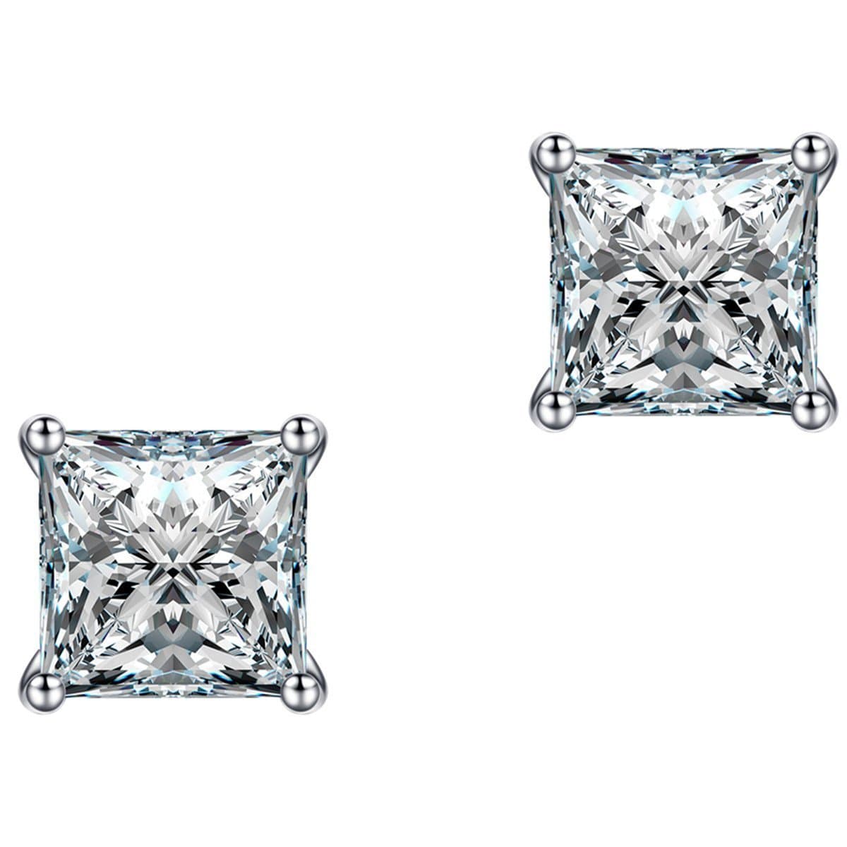 Jewelry 10mm Platinum Plated Wedding Engagement Square Cubic Zirconia Stud Earrings for Women Men Fashion Jewelry with a Beautiful Box 1C01