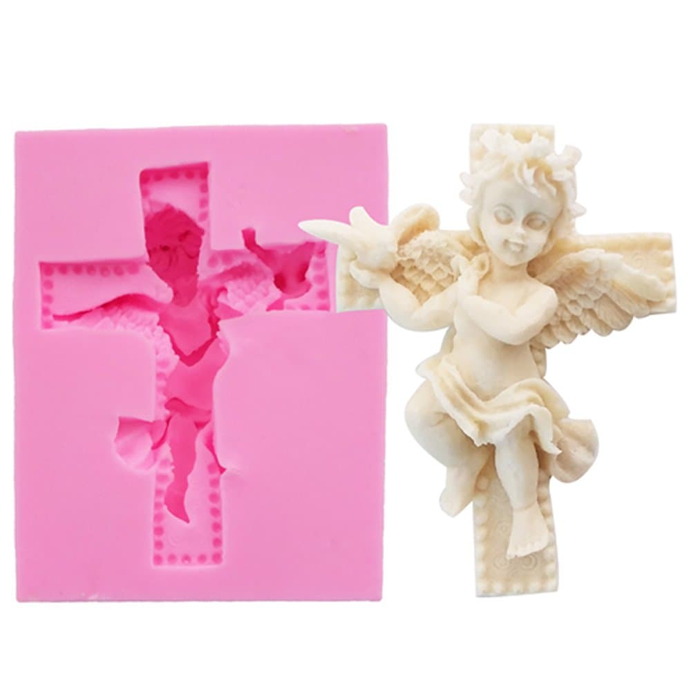 WYD 3D Baby Angel Fondant Cake Mold,Handmade Soap Mold,Cake Mold Decorating (Cross Pigeon Angel)