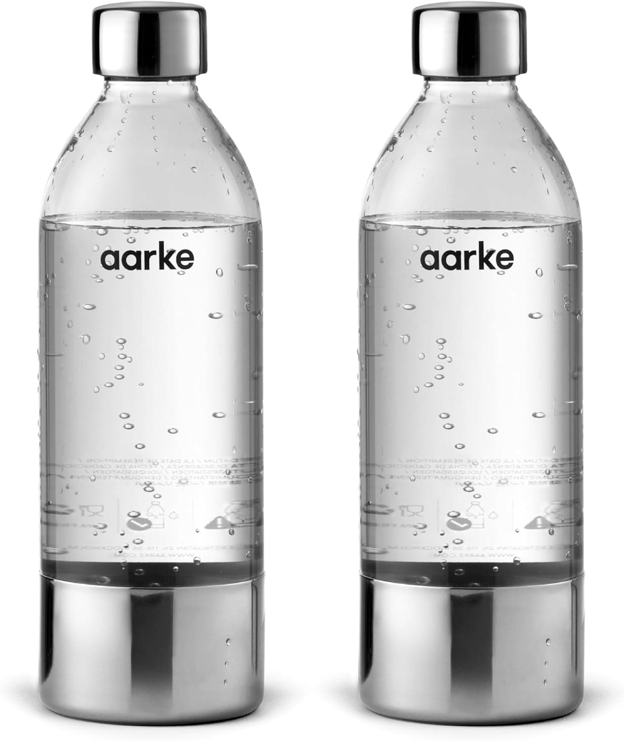 aarke (アールケ) Domestic Regular Product Carbonator Dedicated PET Bottle (800ml × 2-pack) BPA-Free PET Bottle Clear/Steel Silver Stainless Steel