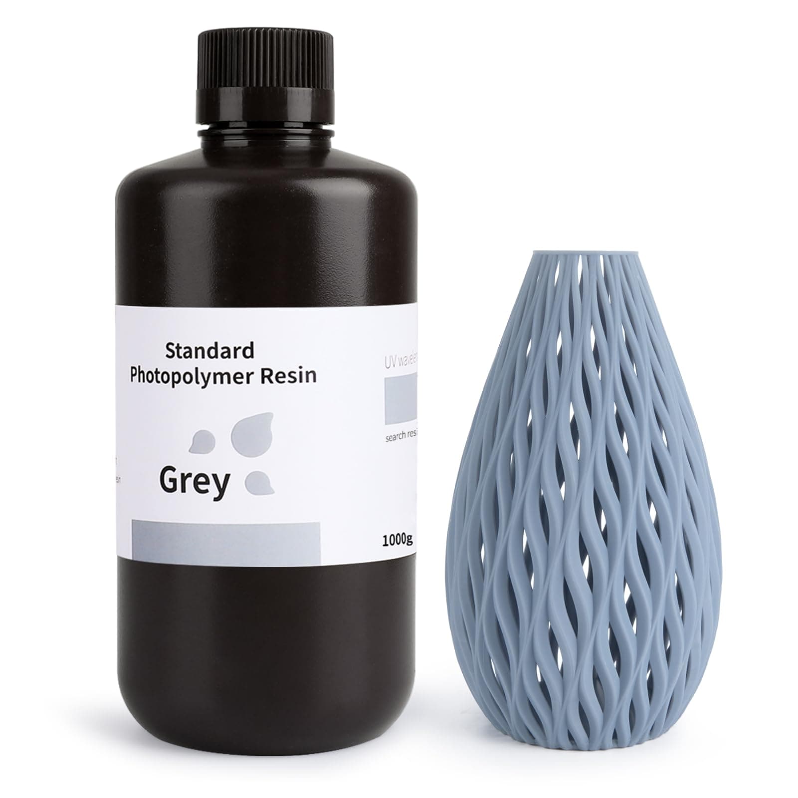 3D Printer Standard Resin 1KG, High Precision and Wide Compatibility, LCD UV-Curing 3D Resin 405nm Standard Photopolymer for LCD MSLA DLP 3D Printing (Grey, 1000G)