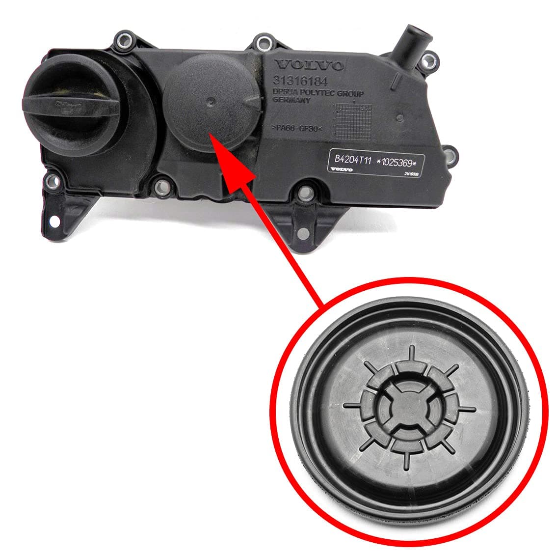 Klifex Oil Separator Diaphragm Compatible with Volvo Cars 2.0L XC90, XC60, XC70, S60, S90, S80, V90 32140004