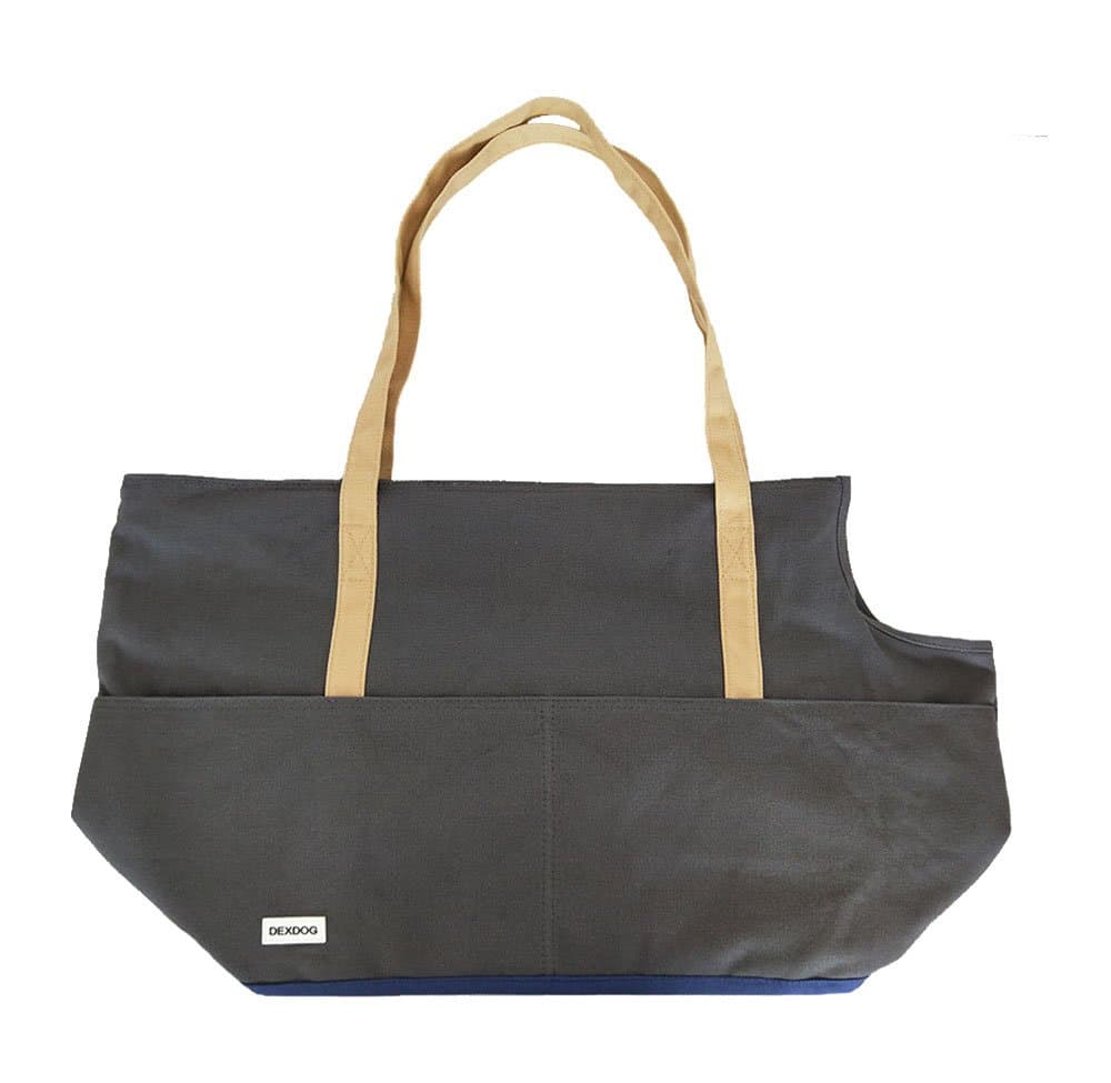 Portable Travel Pet Carrier Canvas Comfortable, Soft Sided, Tote Carrier Bag for Small Dog & Cat (Medium, Dark Grey & Navy) Updated 2019