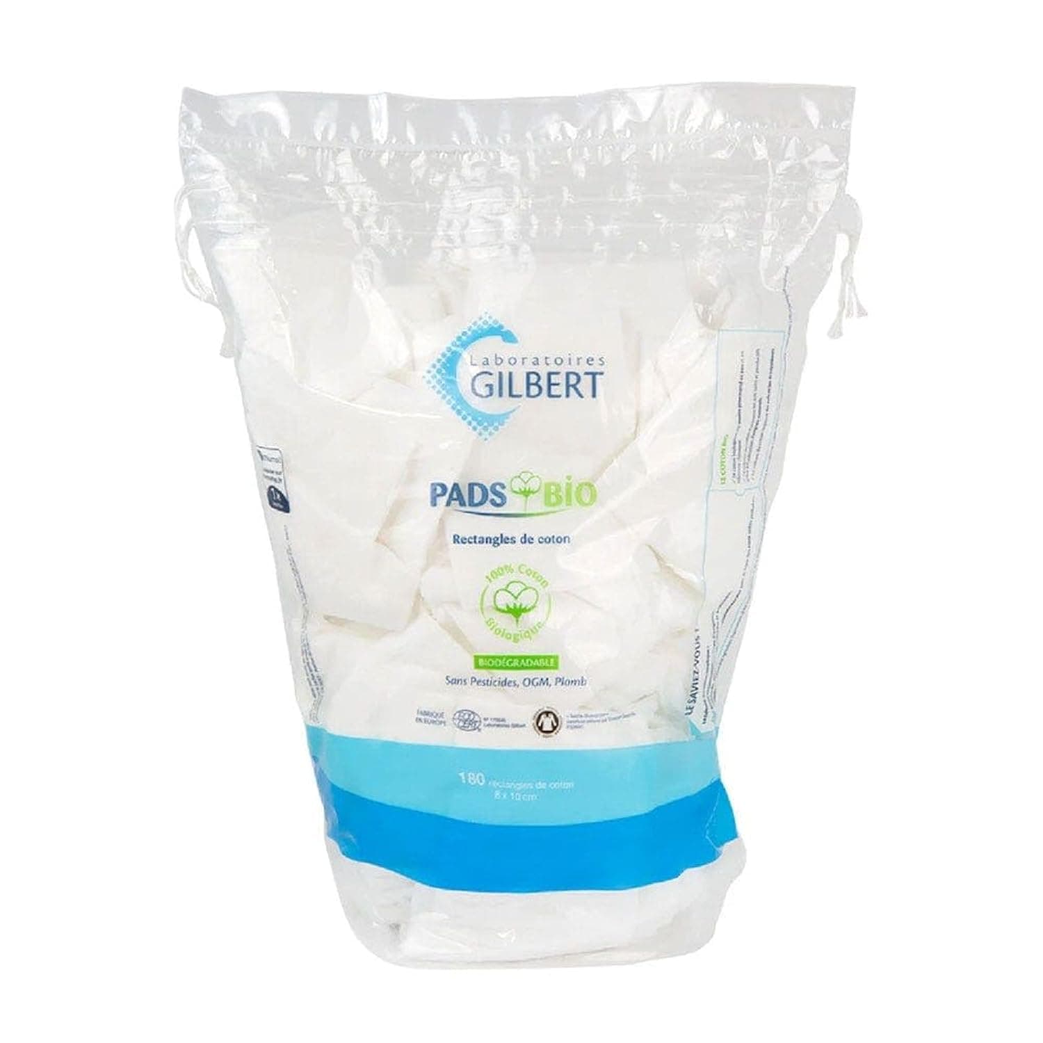 Gilbert Organic Pads 180 Cotton Rectangles 8 x 10 cm