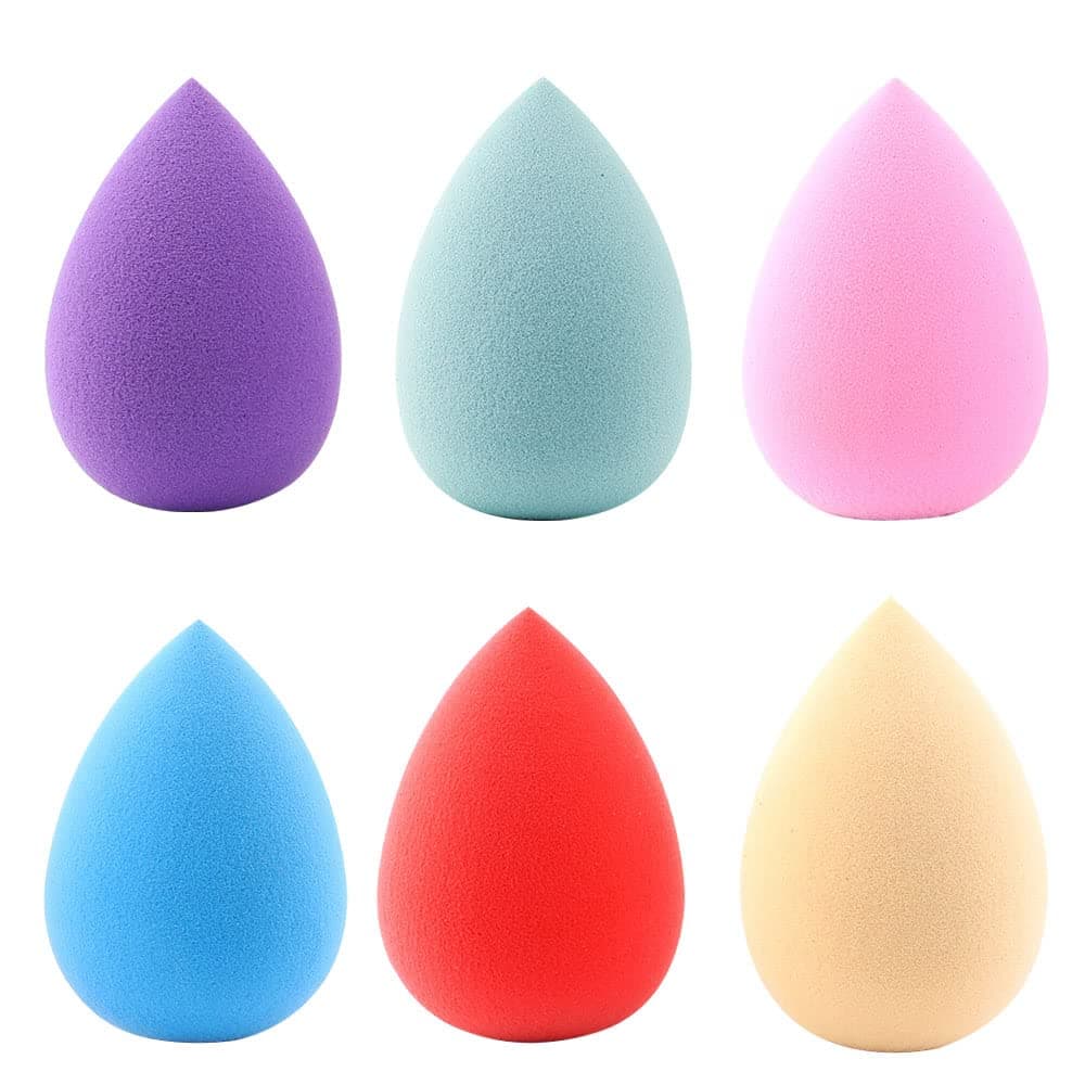 6 Pcs Makeup Sponges Blender Set, Foundation Blending Beauty Sponge, Flawless for Liquid, Cream, and Powder, Multi-colored Makeup Sponges for Dry & Wet Use Random Color