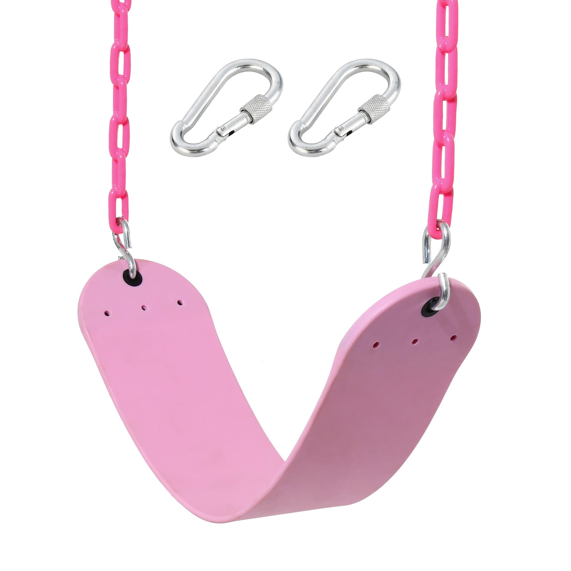 Take Me Away Pink Swing Seat - Heavy Duty Chain Plastic Coated - Playground Swing Set Accessories Replacement