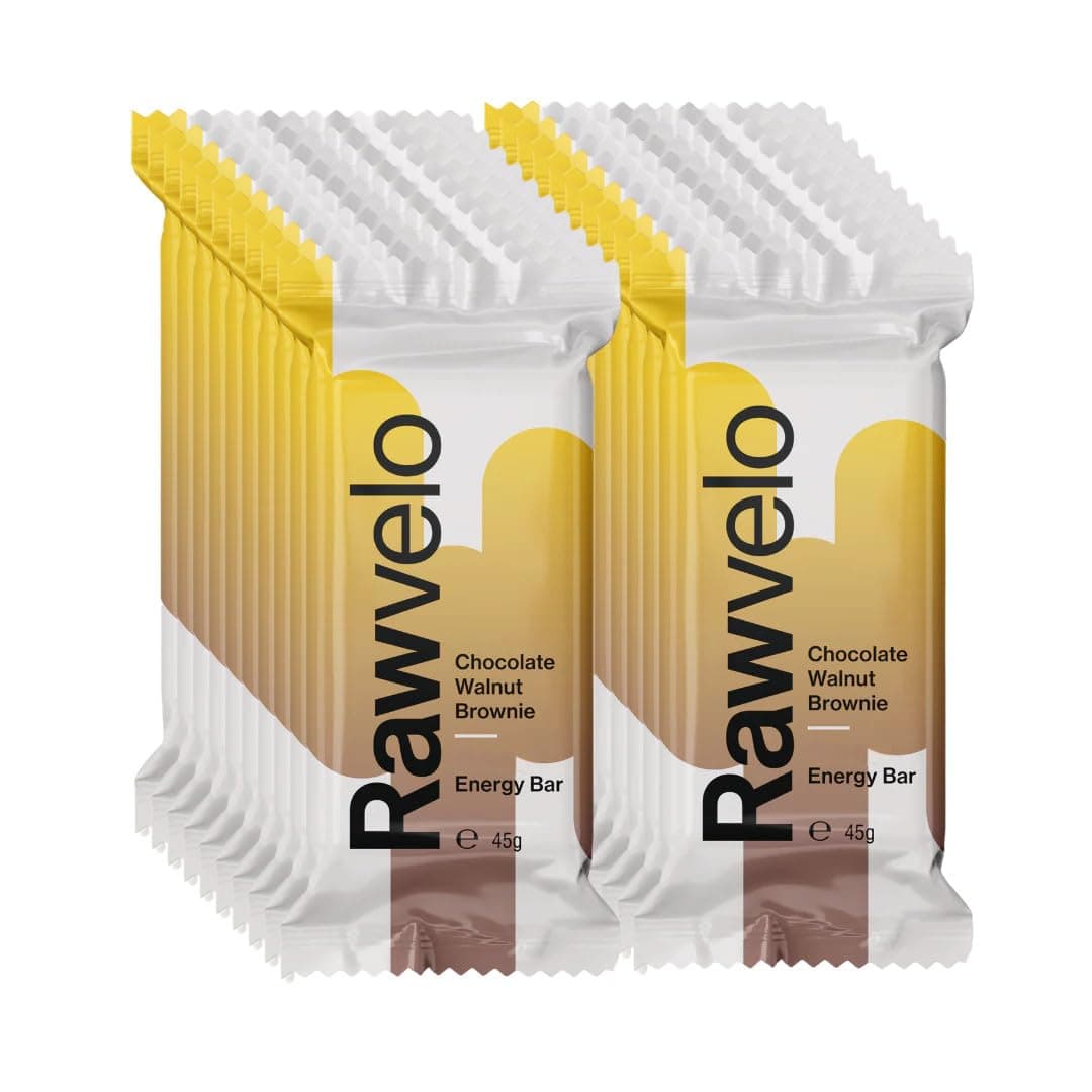 – Rawvelo Energy Bars - Chocolate Walnut Brownie - Wheat & Gluten Free, Vegan Protein Bar, Low on Glycemic Index - Plant-based Sports Nutrition - 23.2g Carb, 4.3g Protein - 20x45g