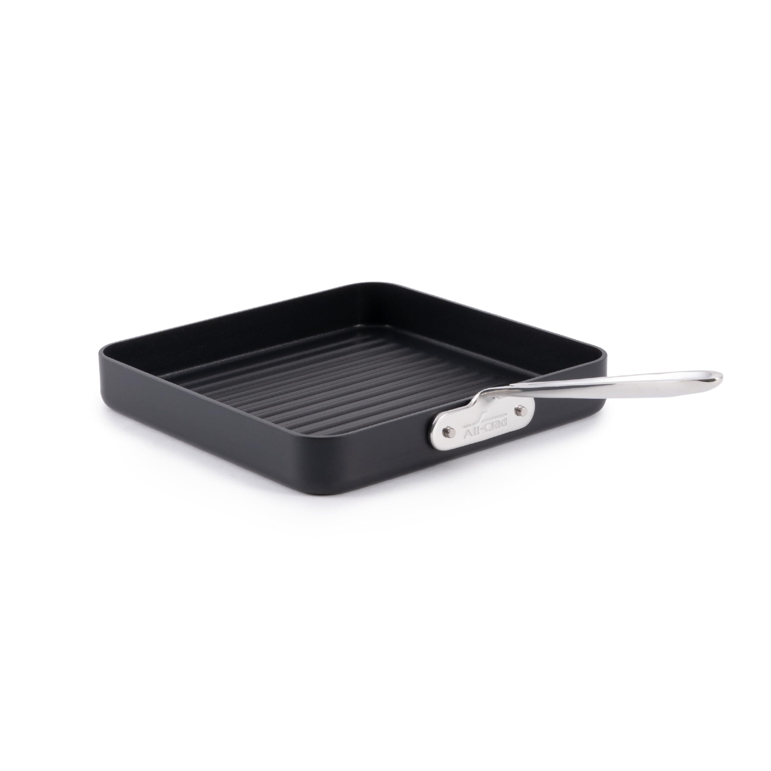 All-Clad HA1 Hard Anodized Nonstick Grill 11x11 Inch Oven Safe 350F Pots and Pans, Cookware Black