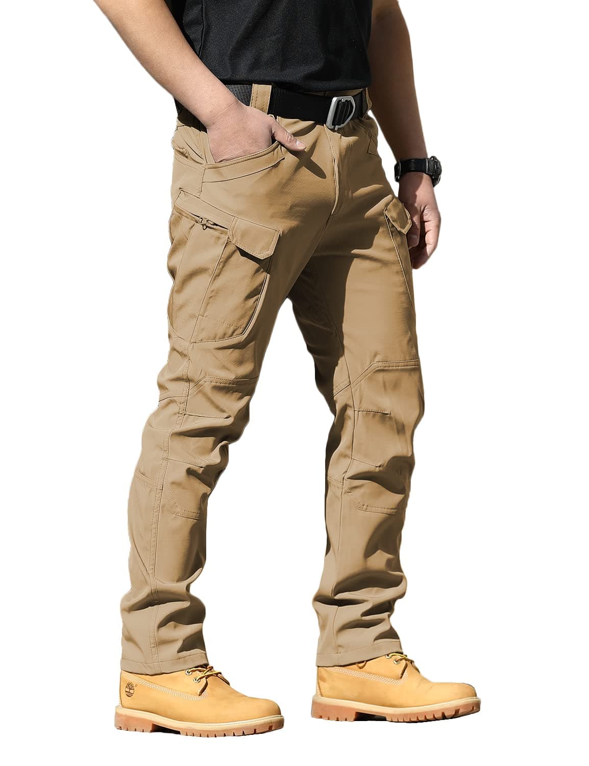 AUTIWITUAMen's Tactical Pants Water Resistant Flex Ripstop Cargo Pants Lightweight Hiking Pants with Multi Pockets(No Belt)