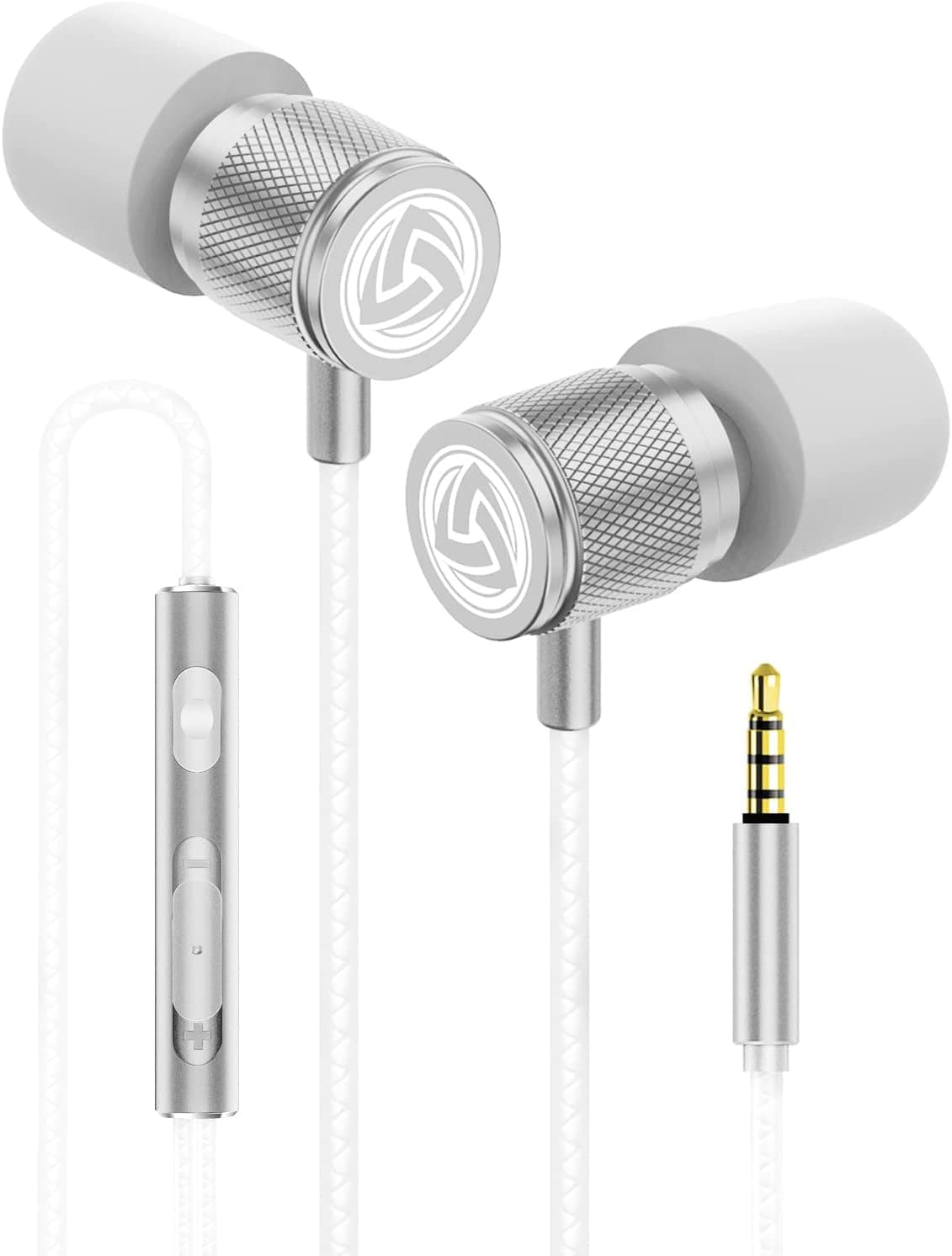 LUDOS Turbo Wired Earbuds in-Ear Ergonomic Earphones with Microphone, Memory Foam, Durable Cable, Bass, Auriculares in-Ear Headphones for iPhone, iPad, Apple, Computer, Laptop, PC