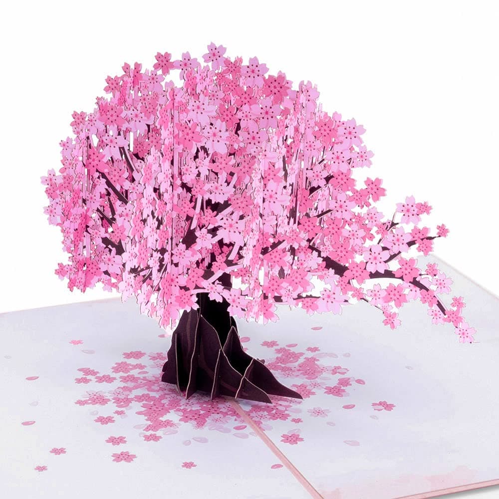 Paper Love 3D Cherry Blossom Valentines Day Pop Up Card, Gift for Valentines Day, Birthday, Wedding, Anniversary, Thank You, Get Well, All Occasion - 5" x 7" Cover - Includes Envelope and Note Tag