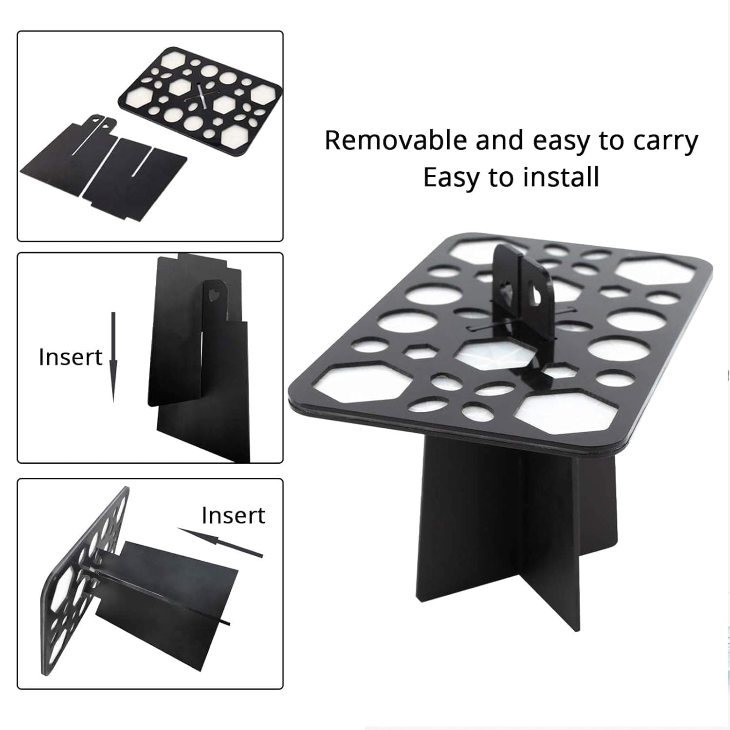 BEAKEY Makeup Brush Drying Rack Air Tree Tower Organizer Folding Brush Holder Cosmetic Shelf Tools [Updated Version]-28 Holes Mix Size, Black