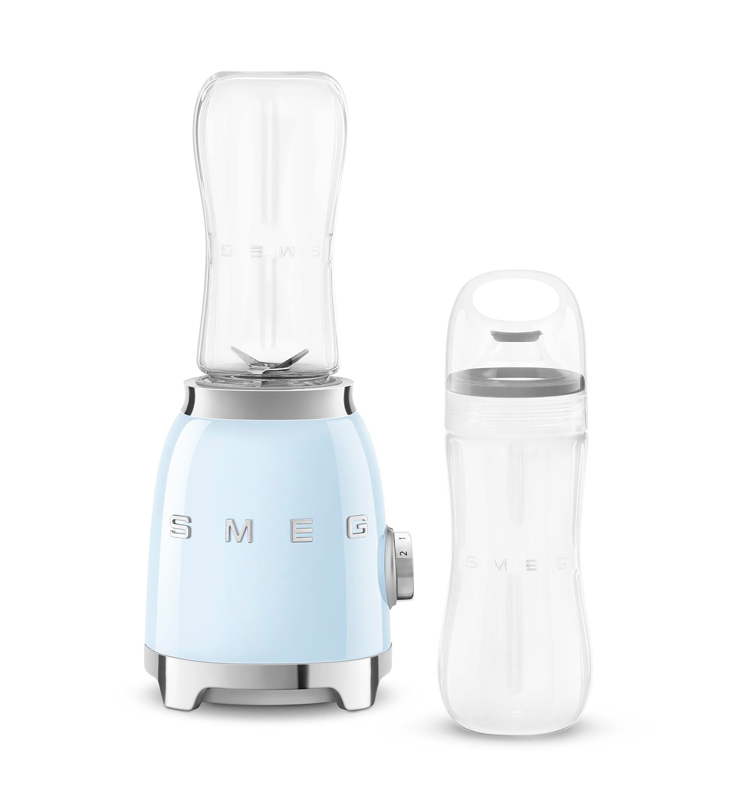 50's Retro Style Personal Blender with Backlit Knob and Two 600 ML BPA Free bottles PBF01PBUS Pastel Blue
