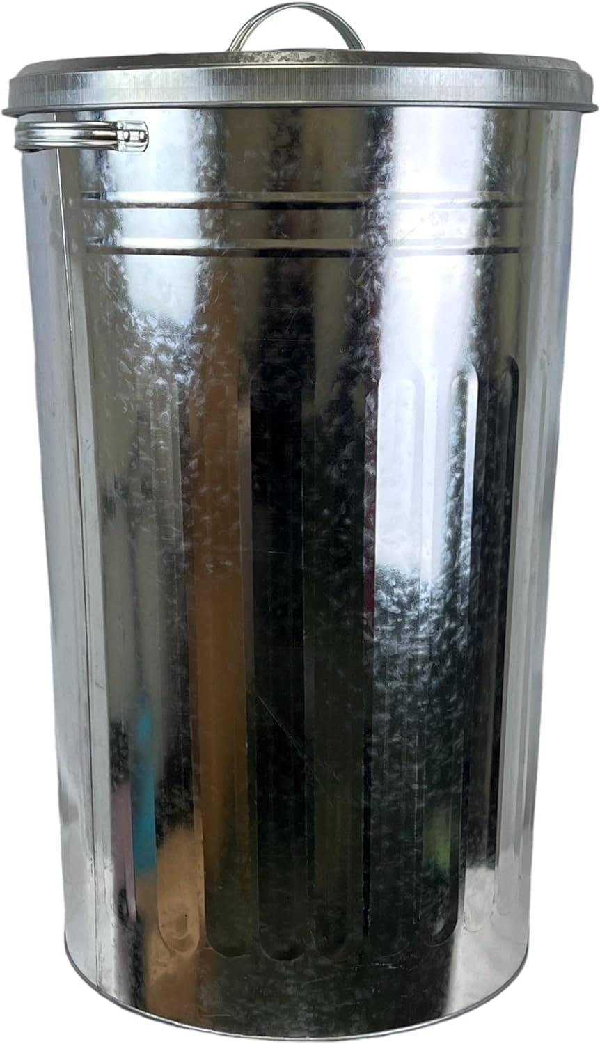 Metal Bins Small Medium Large Extra Large 15L 50L 60L 90L 110L Litre Metal Galvanised Home Garden Bin Leaves Paper Wood Rubbish Dustbin Made Storage Unit in U. K. (110 Liter)