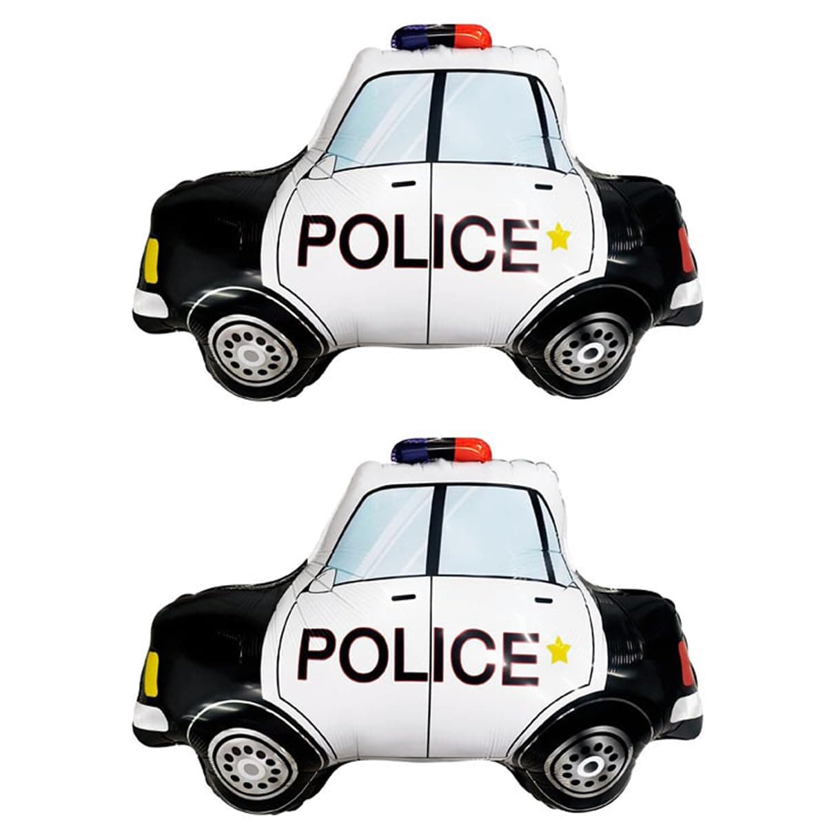 Police Car Foil Balloons - 2 Pack (Black) - Police Car Theme - Boys Birthday & Retirement Party Decorations