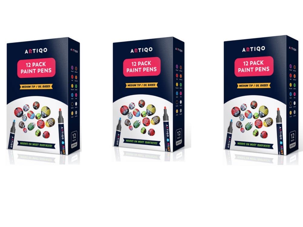 Paint Pen Markers Pack of 3 - Wood, Glass, Metal and Ceramic Works on Almost All Surfaces Set of 12 Vibrant Medium tip Oil Paint Marker Pens