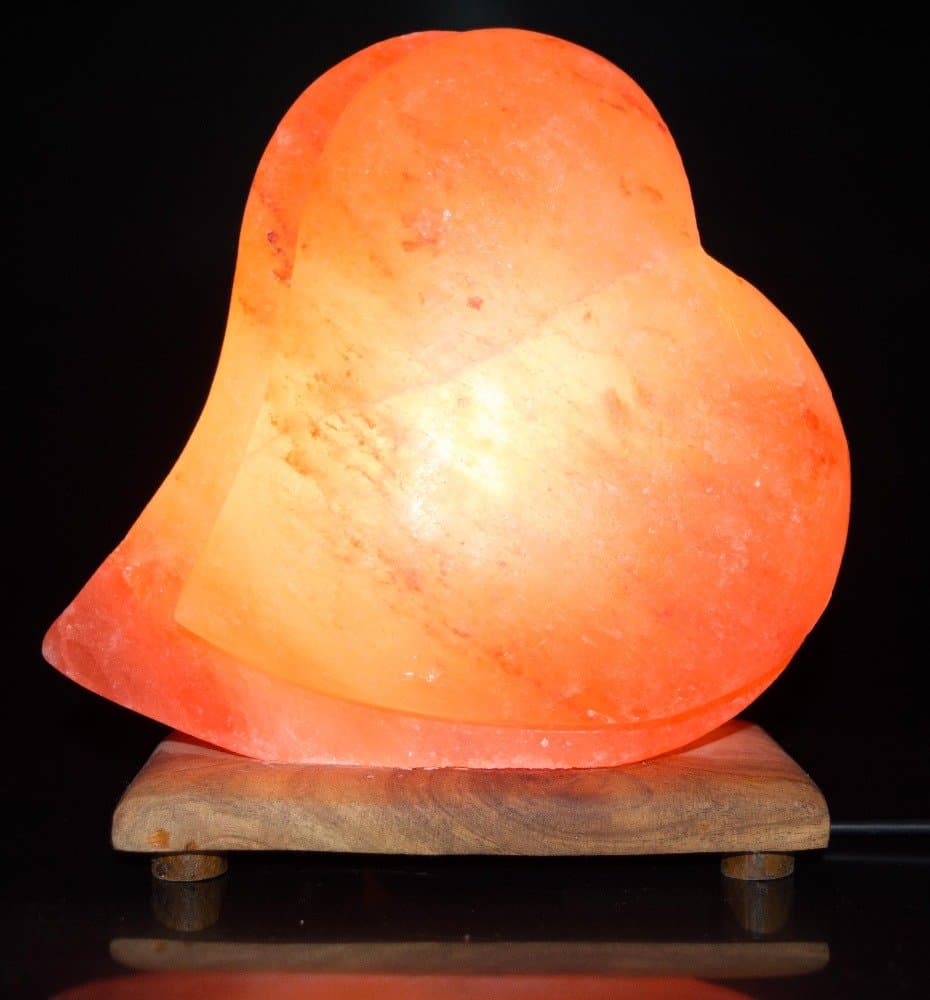 Himalayan Salt Lamp Hand Carved Air Purifying Pink Salt on Neem Wood 6ft UL-Listed Cord Dimmer with Control Bulb 25 Watt - Romantic Heart Shape