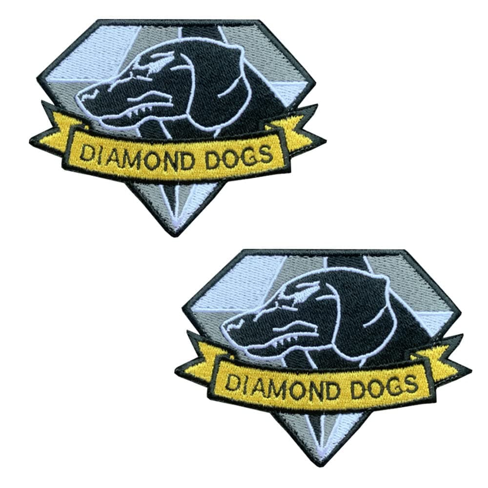Zcketo 2 Packs Tactical Diamond Dogs Patch Army Police Patriot Dog Military Hook & Loop Embroidered Emotional Support Applique Patch for Medium Large Animals Dogs Harness Vest Clothes