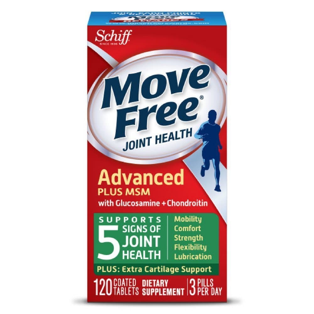 Move Free Advanced Plus MSM, 120 tablets - Joint Health Supplement with Glucosamine and Chondroitin (Pack of 12)