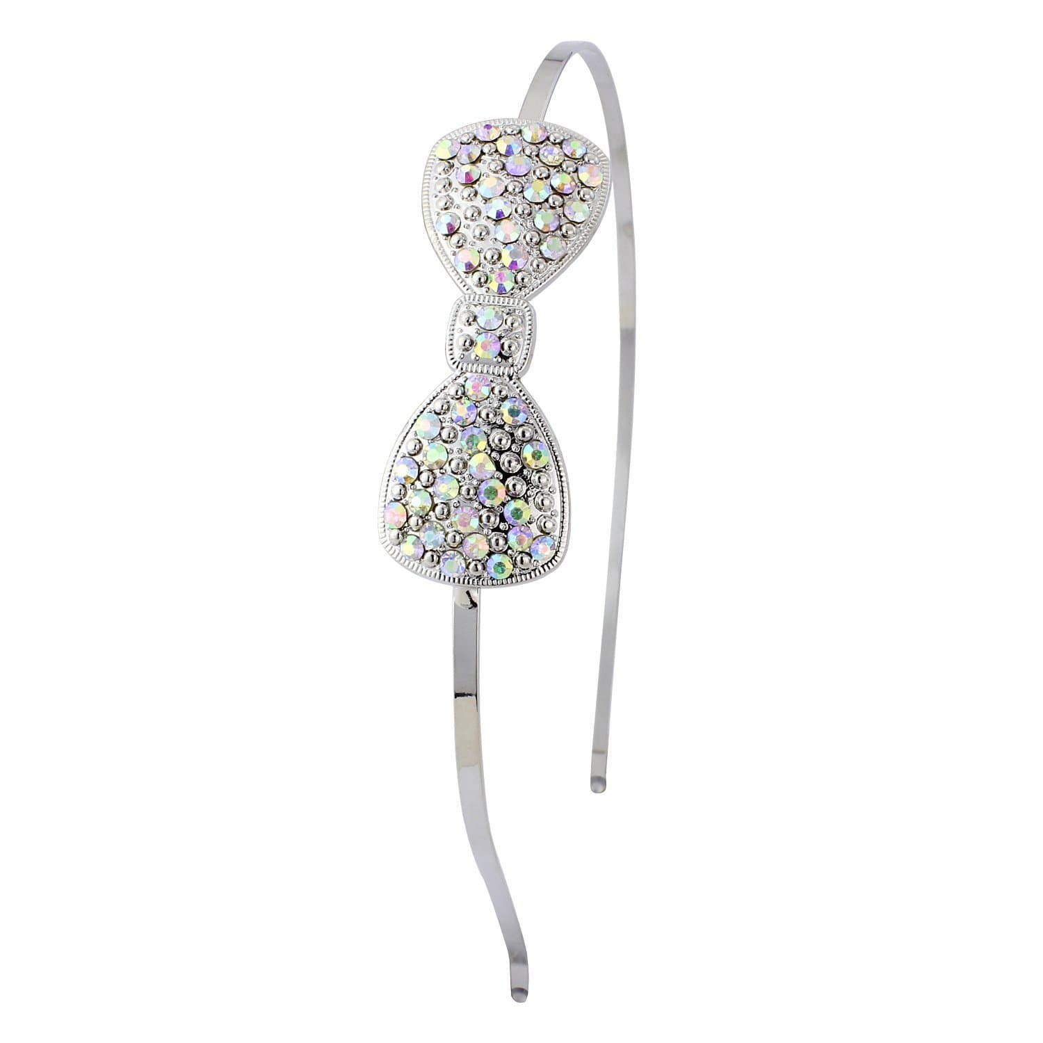 Diamante bow hairband, the crystals change colour in the light to sparkle
