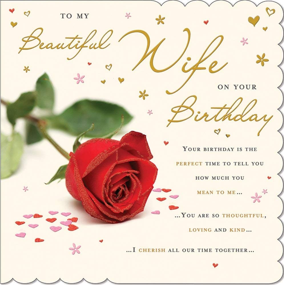 Traditional Birthday Card Wife - 223 mm Square - Piccadilly Greetings