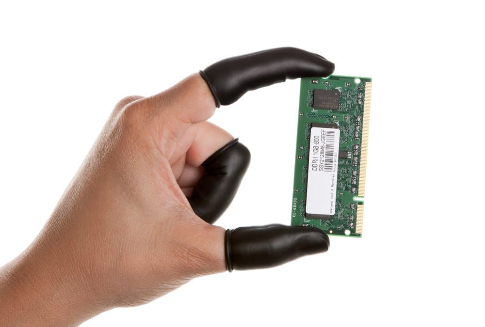 ESDProduct Natural Rubber Conductive Powder Free Finger Cot, 4 mil Thick, 2-3/5" Length, Medium, Black (Bag of 720)