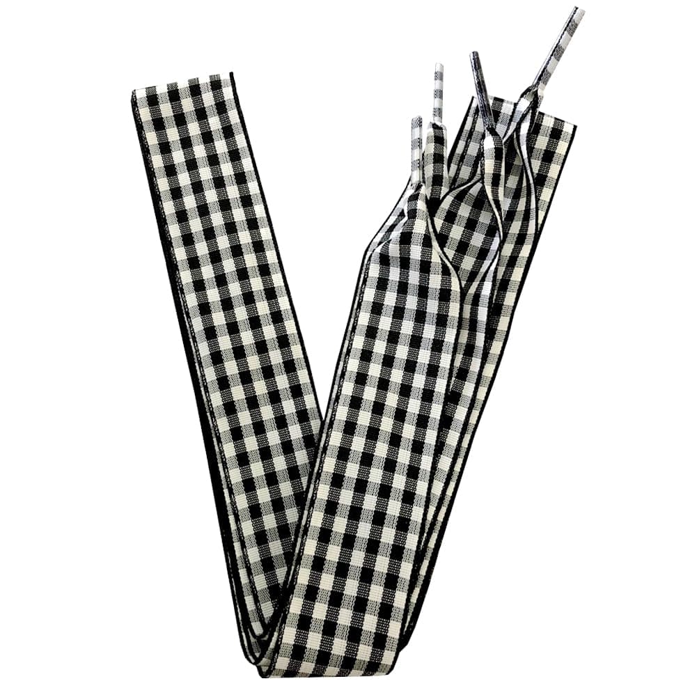 1 Inch Wide Fantastic Flat Checkered Shoelaces Fabric Ribbon Plaid Shoe Laces for Sneaker Sport Shoes 47/55 Inch