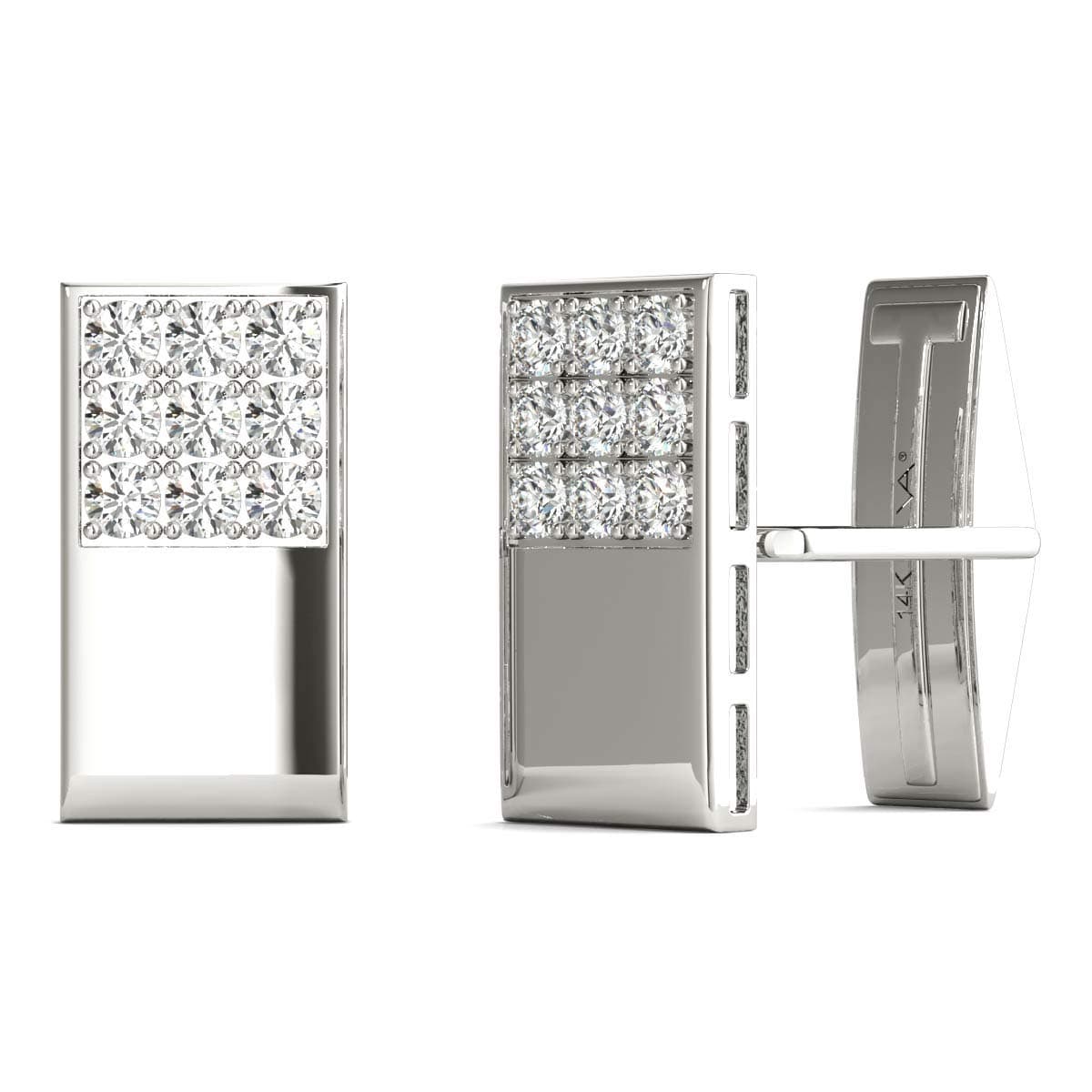 VAARYANatural Diamonds Cufflinks AGS Certified 14K White Gold 3/4 Ctw GH/SI1-SI2