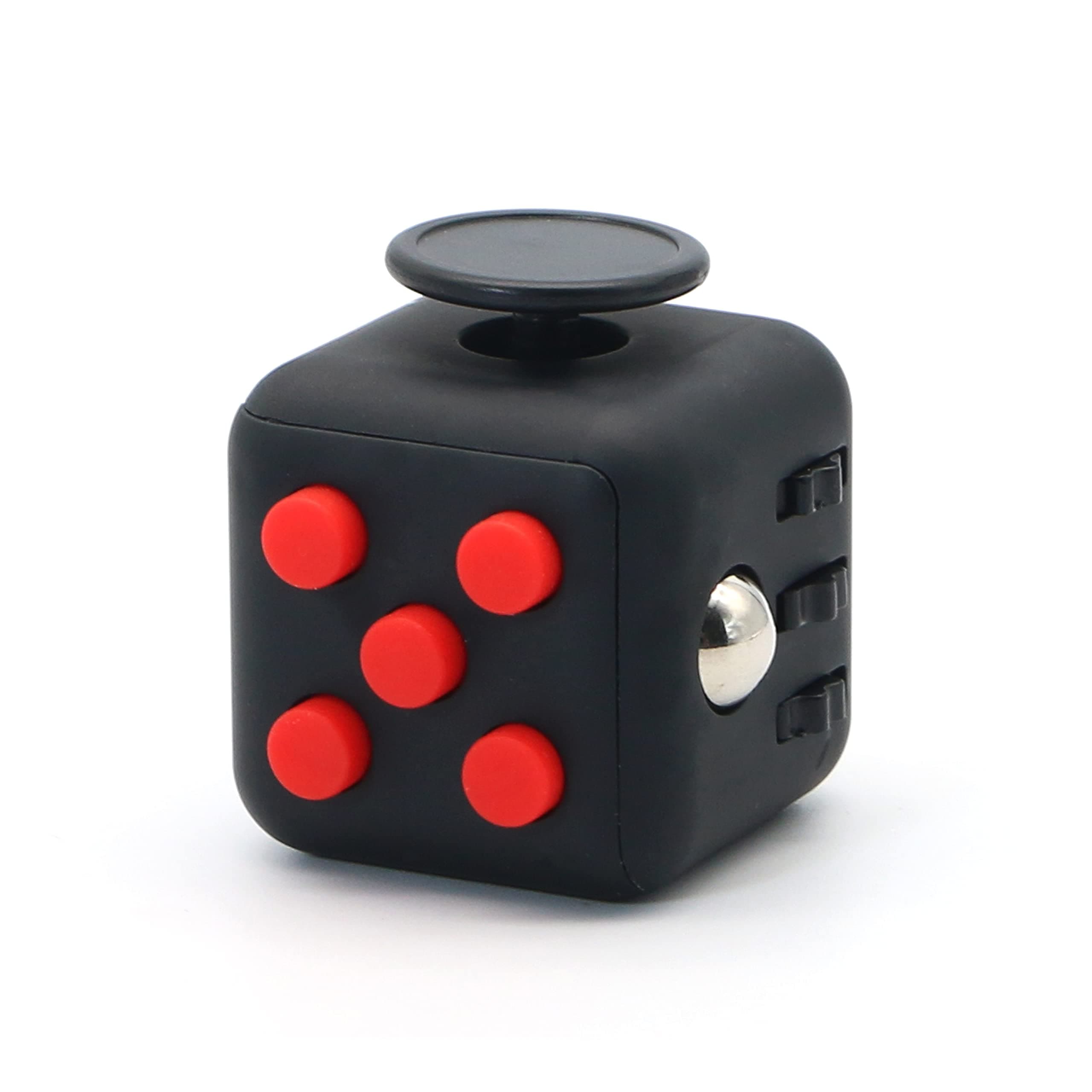 Fidget Cube Stress Anxiety Pressure Relieving Toy Great for Adults and Children[Gift Idea][Relaxing Toy][Stress Reliever][Soft Material] (Black & Red)