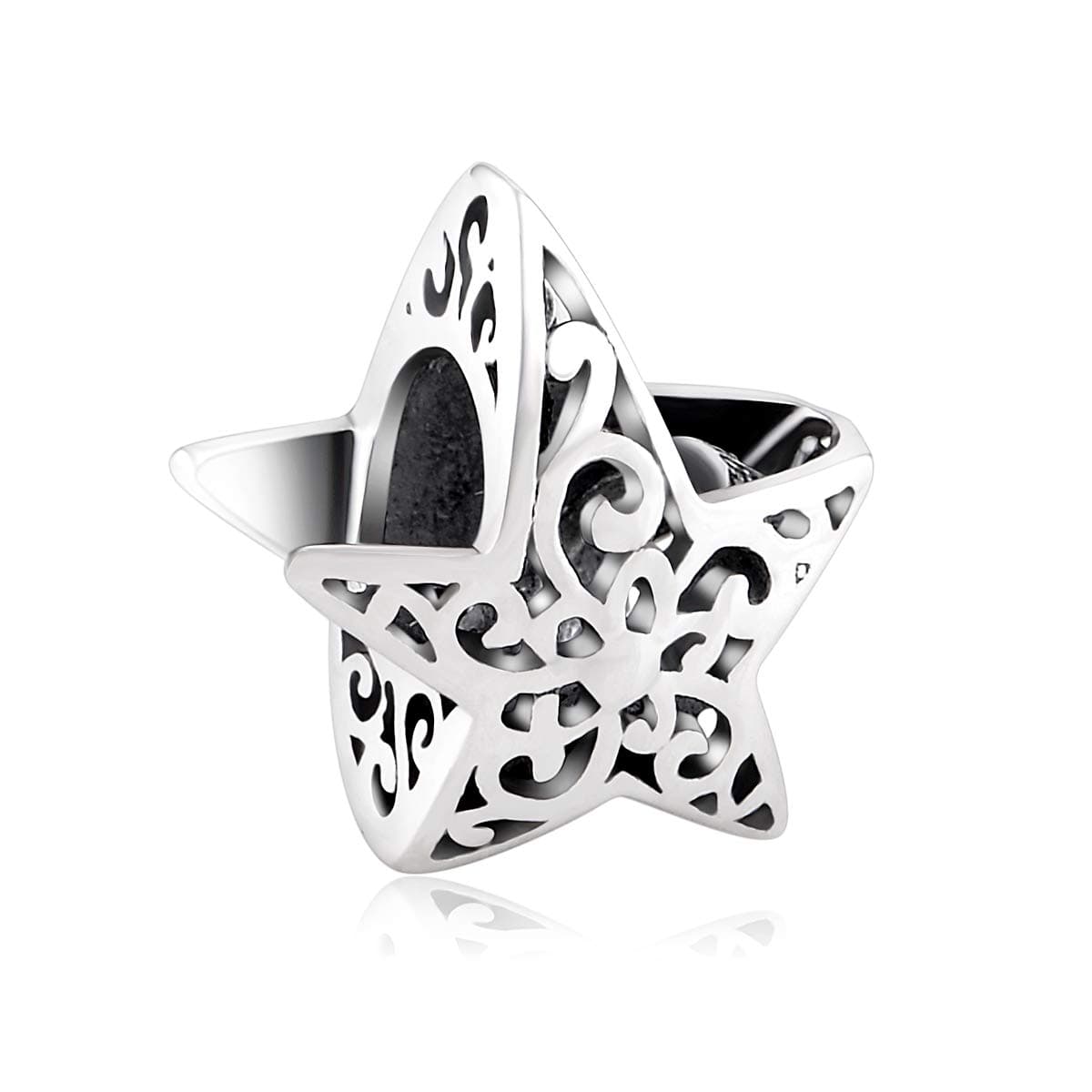 Globalwin Jewellery Hollow Charms Star Silver Charm Sterling Silver Charm Beads Trollbeads Love Fit European Charm Bracelet
