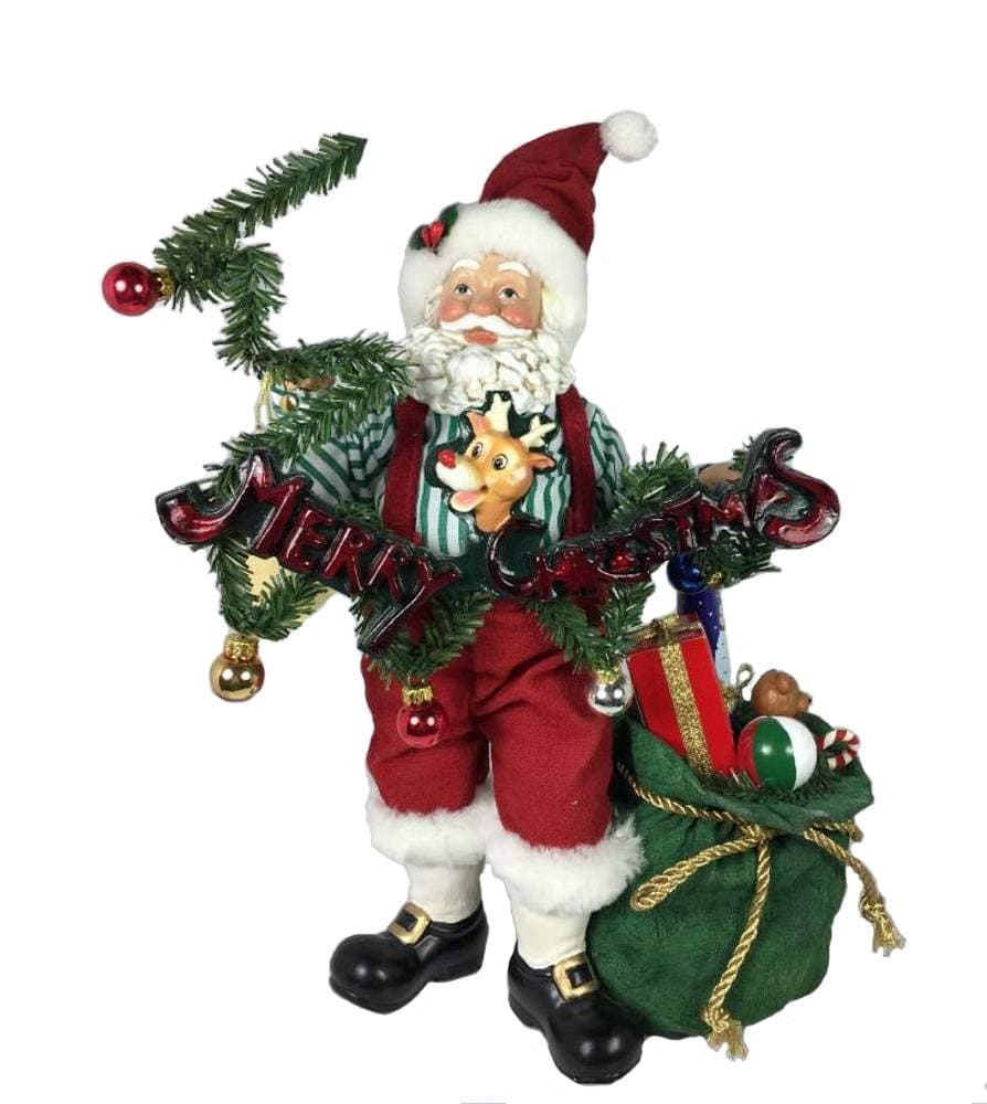 Kurt Adler Fabriche "Winter Greetings" Santa Holding Letters that LED Light