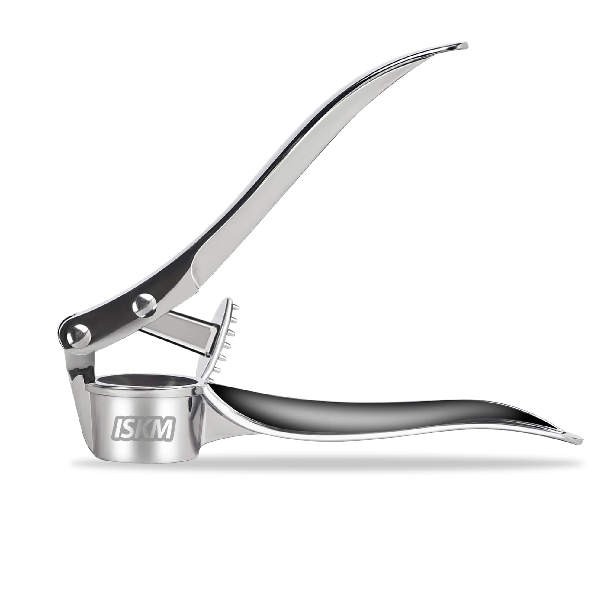 ISKM Garlic Press Mincer Ginger Crusher Peeler Squeezer Heavy Duty Zinc Alloy Garlic Presser Chopper Professional Food Prep Grade Dishwasher Safe Easy to Clean