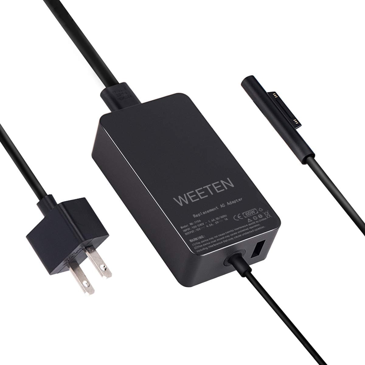 WEETEN 65W 15V 4A Surface Power Supply Compatible with Microsoft Surface Pro 3 Pro 4 Pro 5 Pro 6, Surface Book 1 Surface Laptop, Surface Go, Replacement AC Adapter Charger Cord 1706
