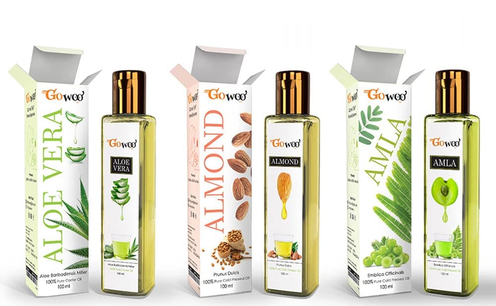 GO WOOPack of 3 100% Pure Cold Pressed Carrier Oil - Aloe Vera, Almond and Amla Hair Oils, Suited for All Hair 300 ML