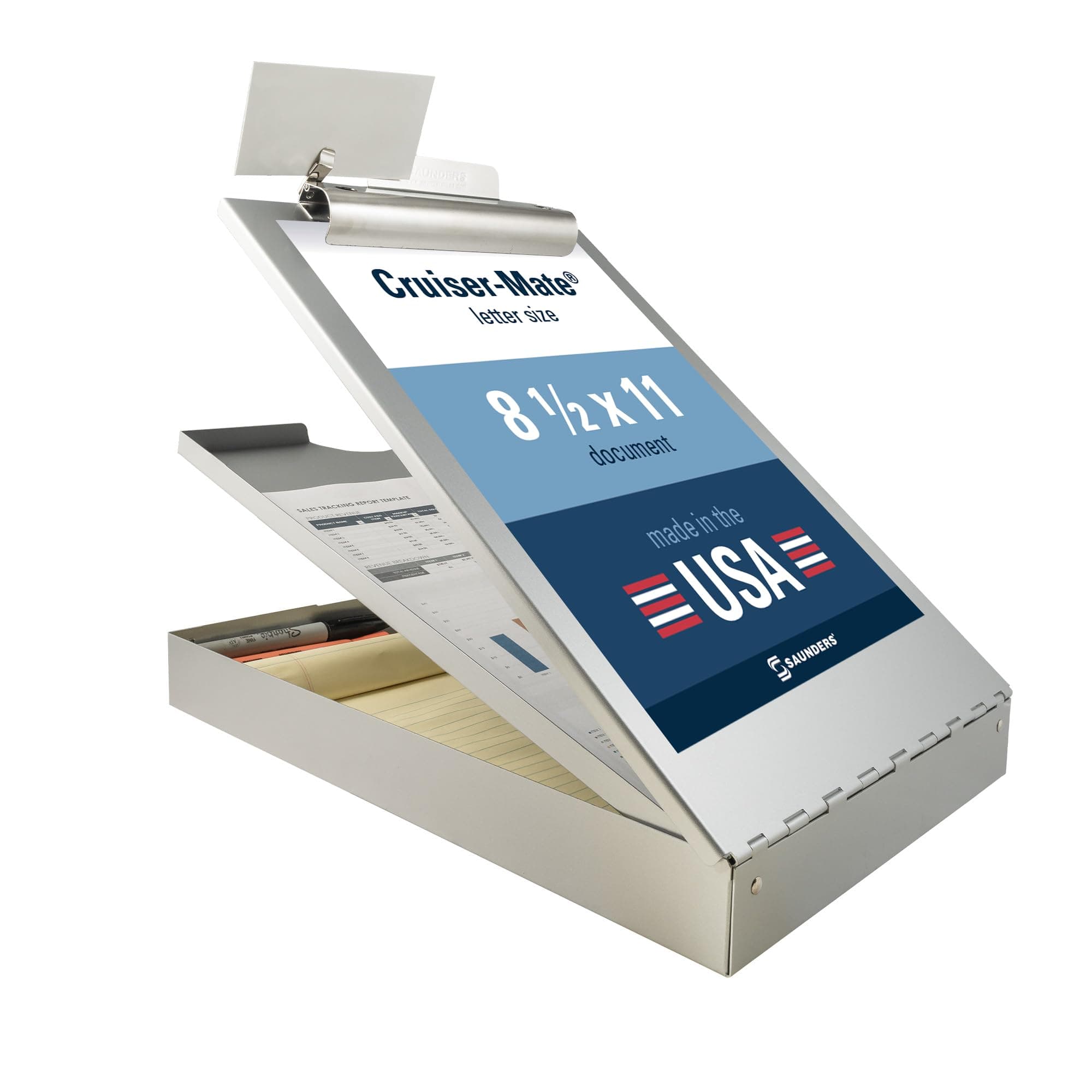 Metal Clipboard with Storage, Letter Size Heavy Duty Contractor Grade Clipboard, Dual Storage Form Holder with High Capacity Clip Made in USA