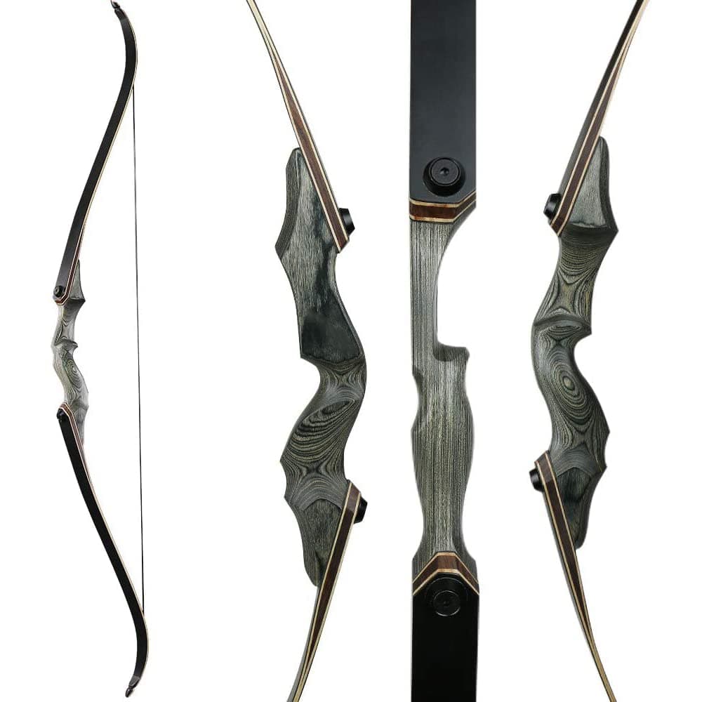 Huntingdoor Archery Recurve Bow Takedown Bow 60inch Longbow for Right Handed 30 40 50lbs Wooden Riser Hunting Bow for Targeting Shooting
