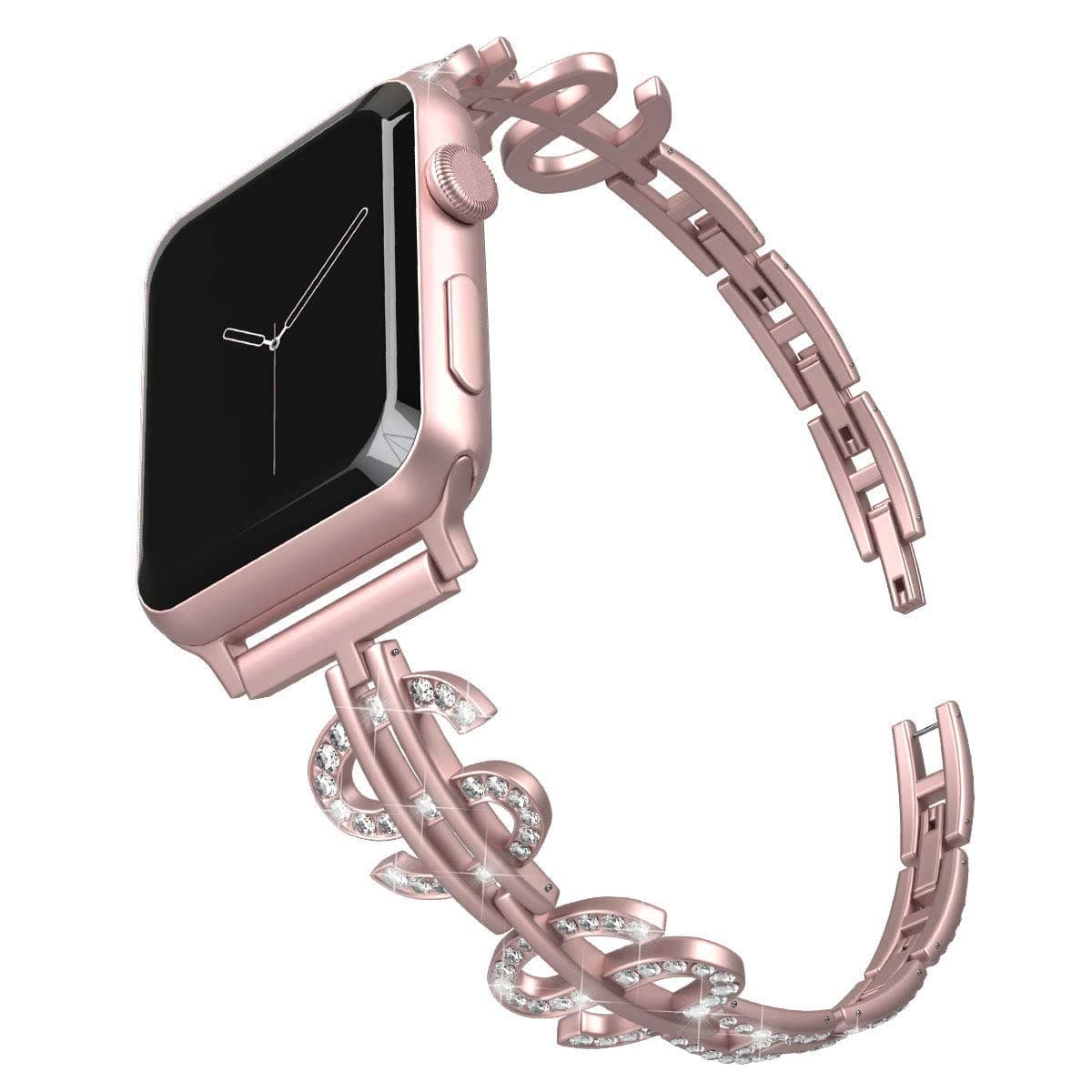 DEKER Compatible with Apple Watch Band 44mm 42mm Series 5/4/3/2/1, Bling Rhinestone Bracelet Replacement Stainless Steel Metal Wristbands Strap for iWatch Series 5 4 3 2 1 Band (Rose Gold-42mm/44mm)