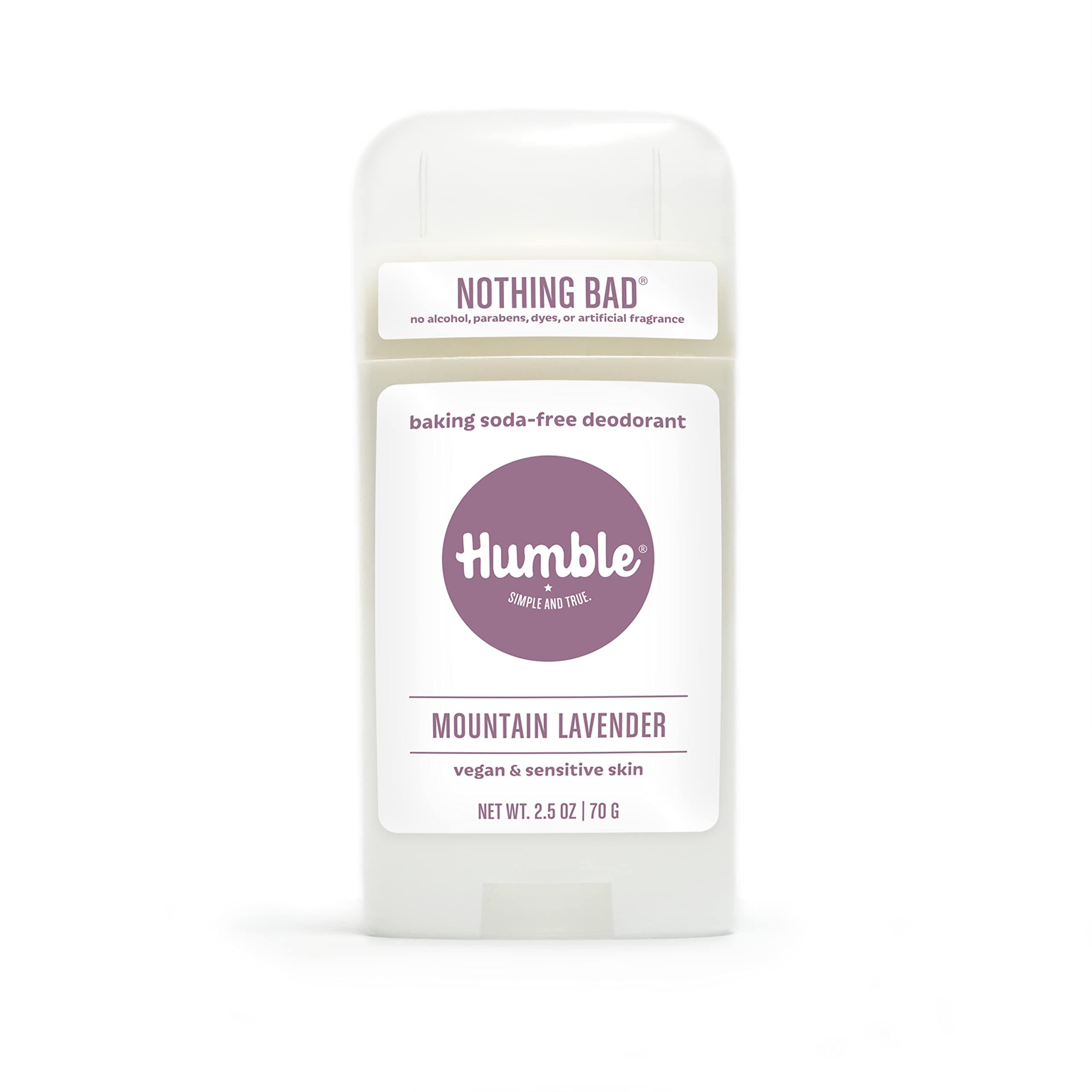 (Mountain Lavender, 74ml (Pack of 1)) - Humble Brands All Natural Vegan Aluminium Free Deodorant Stick for Sensitive Skin, Lasts All Day, Safe, and Certified Cruelty Free, Mountain Lavender, Pack of 1